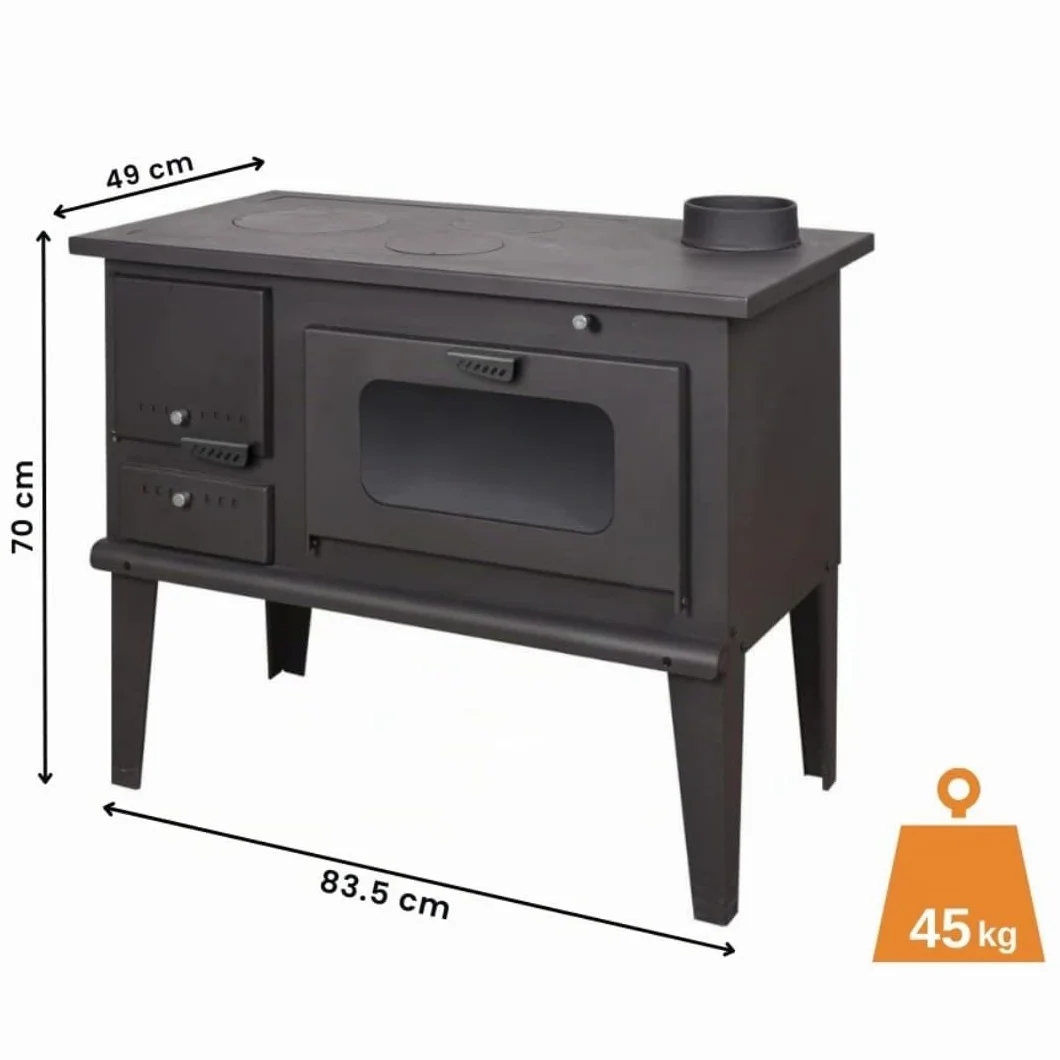 BALKAN ENERGY Cocina de leña de Metal 4014 7.9 kW Grafito Negro