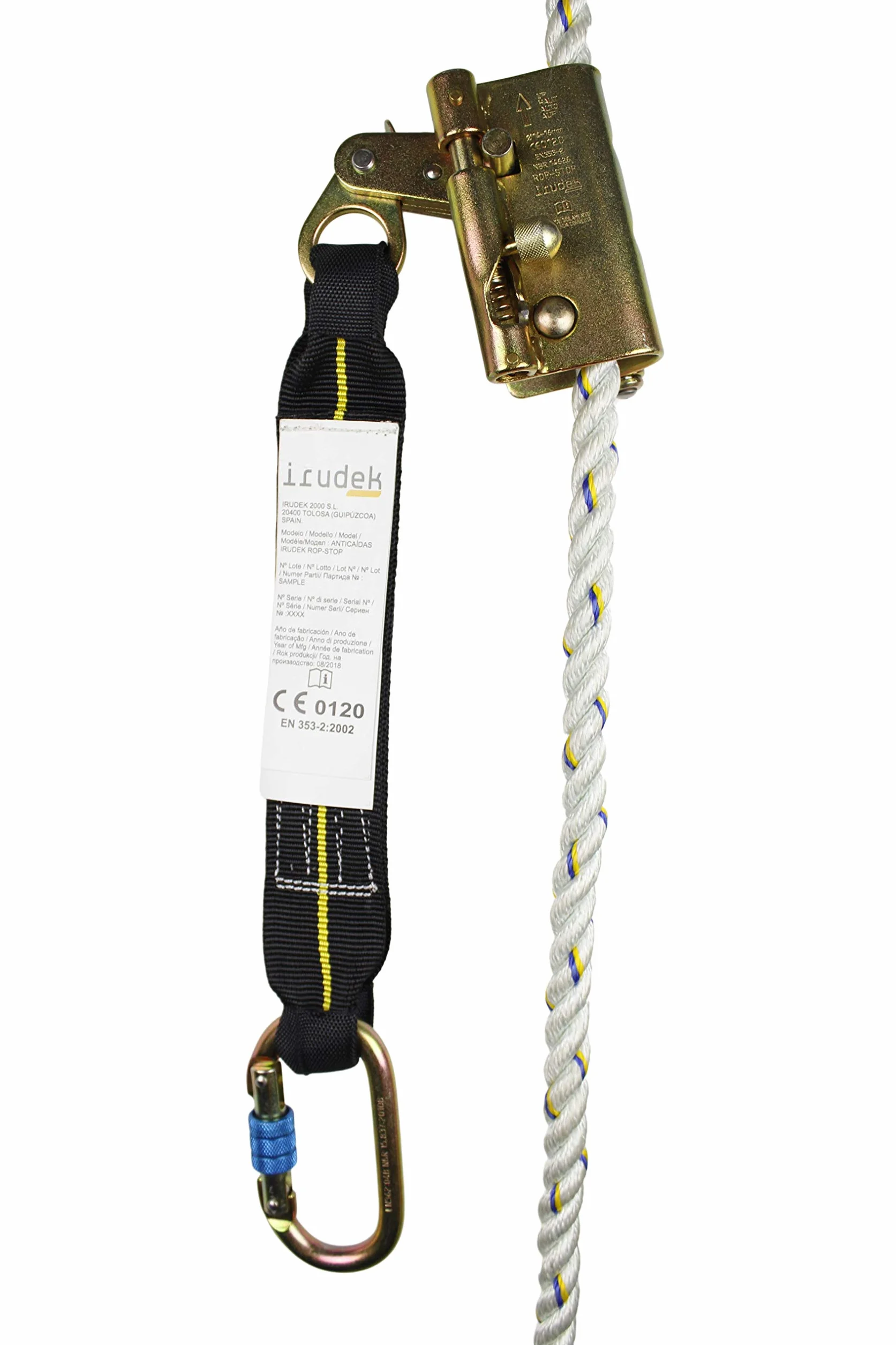 Irudek ROP-STOP 10 m Anticaídas Deslizante Cuerda Cobra 14 mm Dispositivo Acero Bloqueo Automático EN 353-2 EPI Altura