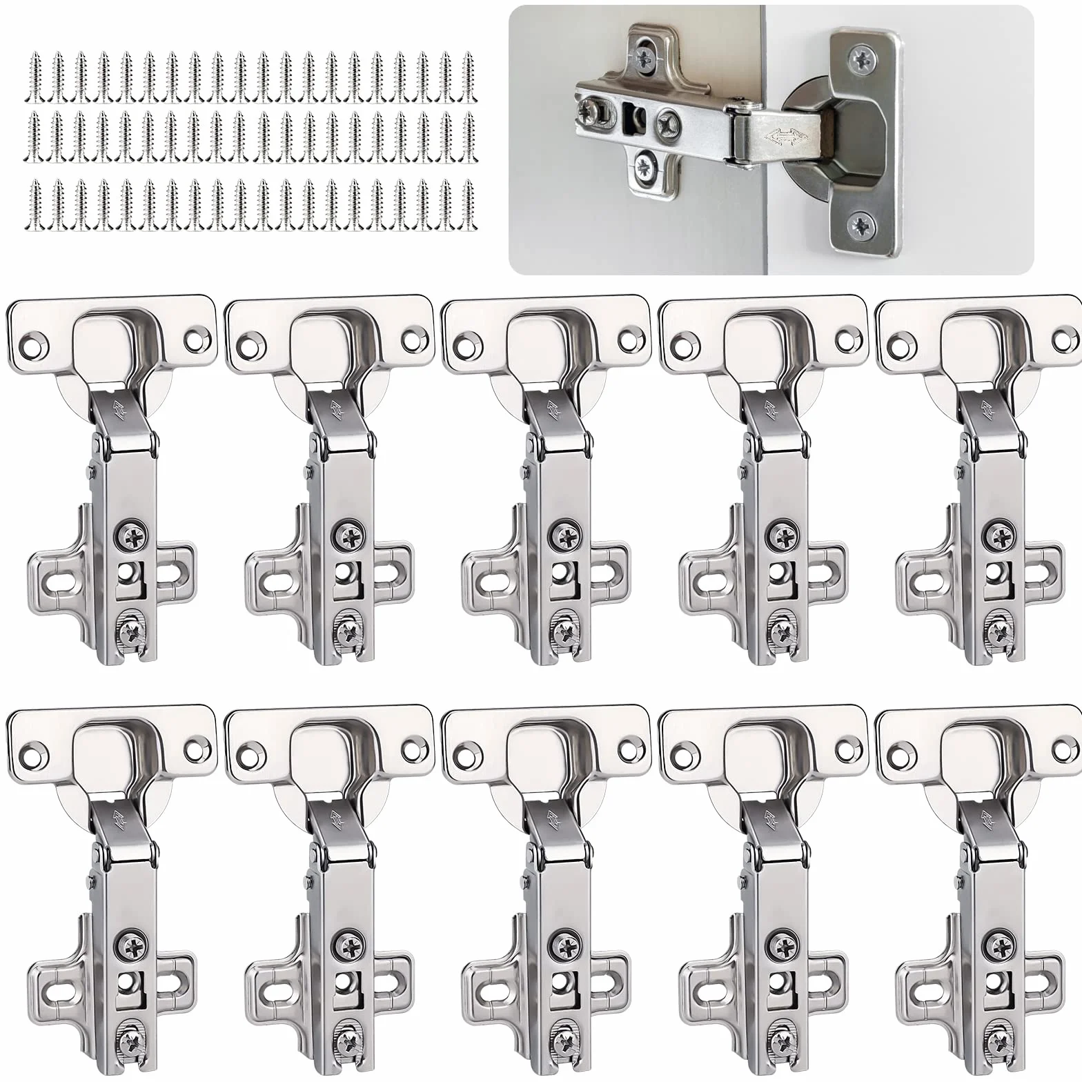 Bisagras Puertas Cocina 10 Piezas con Tornillos, Ángulo 90 Grados, Bisagras de Armario