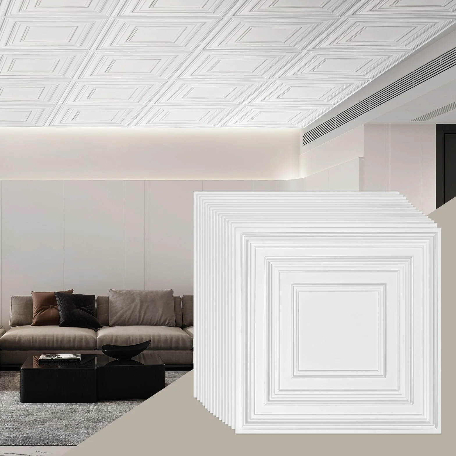 VEVOR Paneles para Techo Suspendidos 605x605 mm PVC Blanco Paquete 12