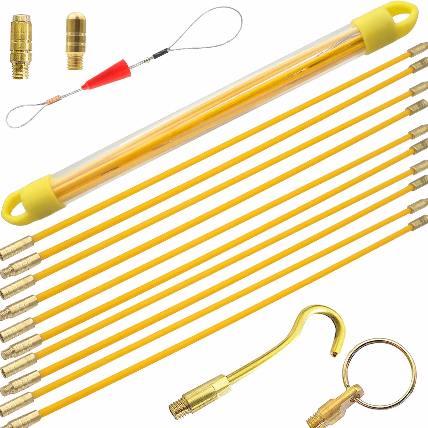 Akuoly Guia pasacables fibra vidrio 33cm x 10 Juego varillas pasacables amarillo