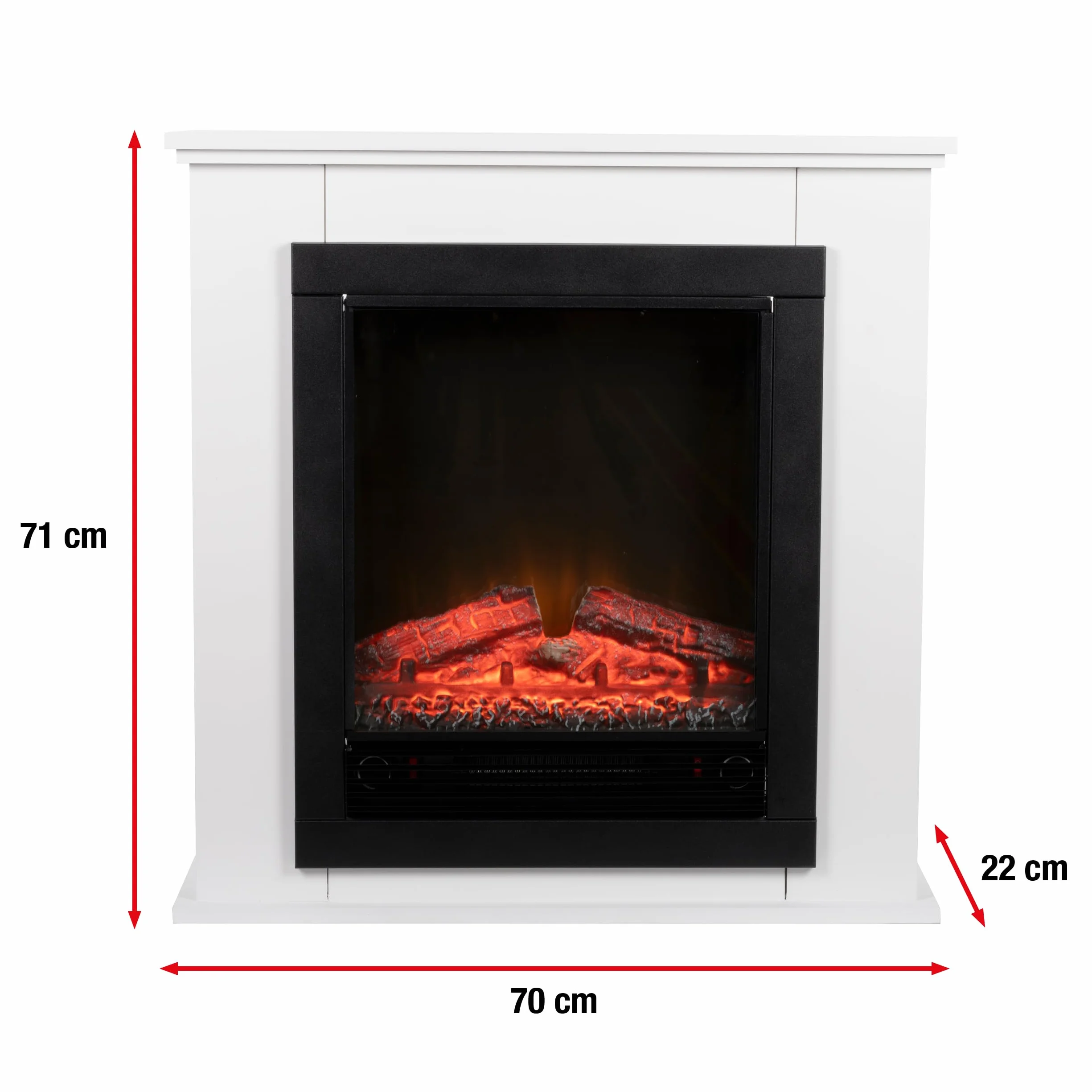 Alpina Geneva Chimenea Eléctrica - Chimenea Decorativa con Calefacción, Panel de Control y Temporizador - Estufa Eléctrica Independiente con Llama LED - 1800W - Blanco