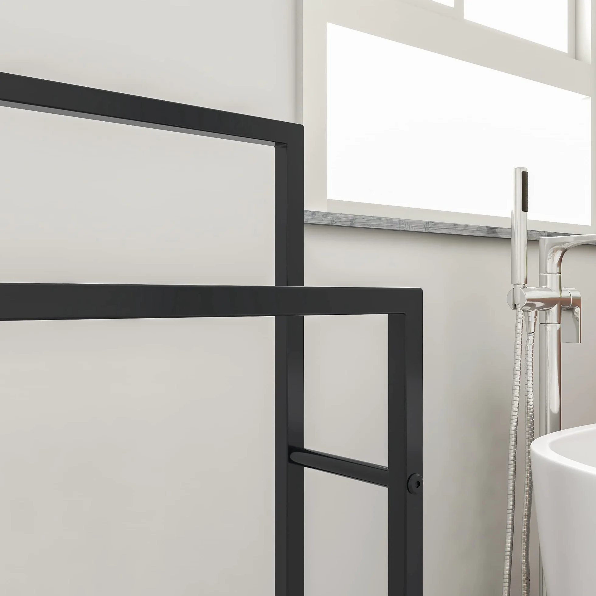 JELUTE Toallero de pie – Organizador de 2 Niveles para baño y Toallas, Accesorios de baño, Color Negro