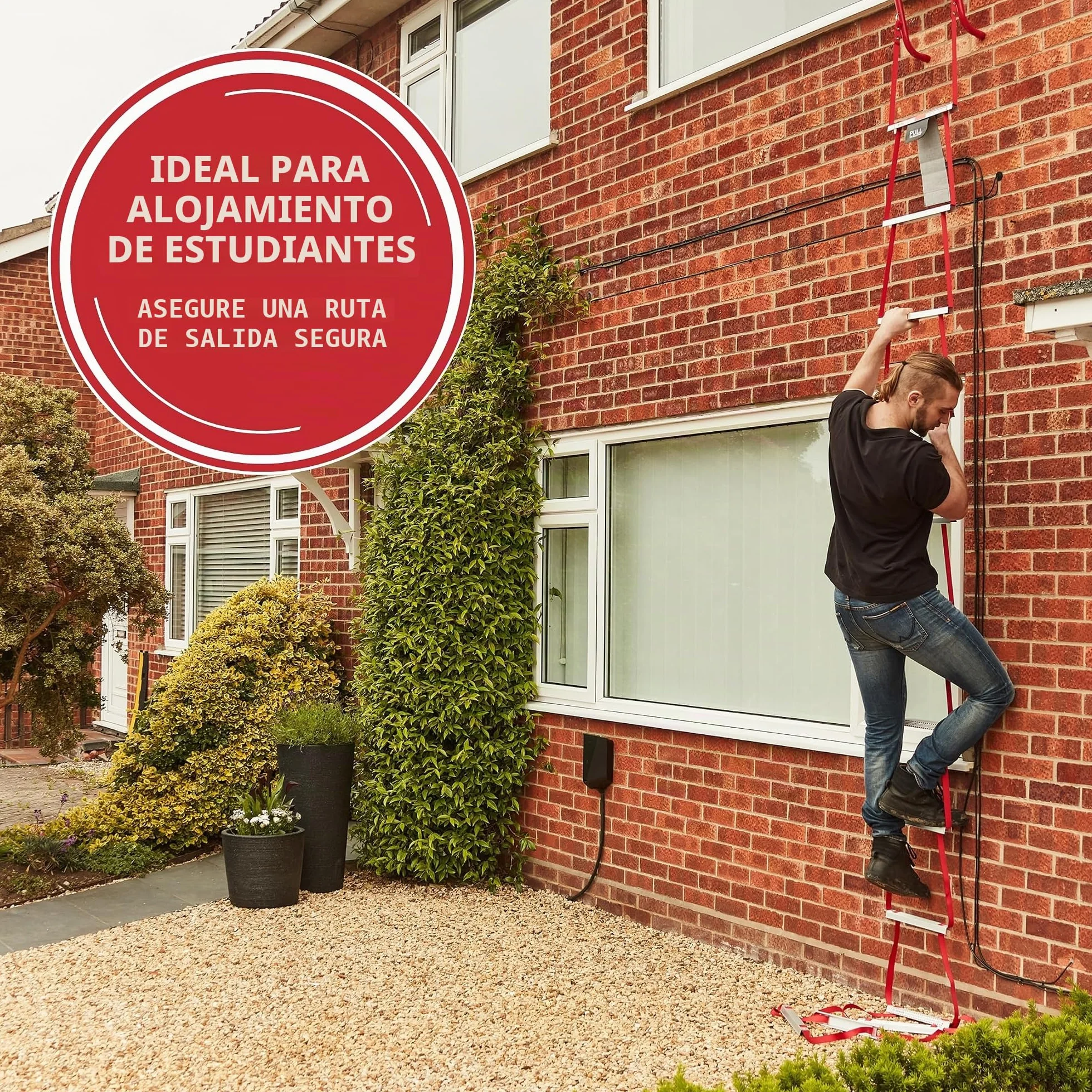 Firechief FEL730 Escalera plegable de 3 pisos con peldaños extra anchos