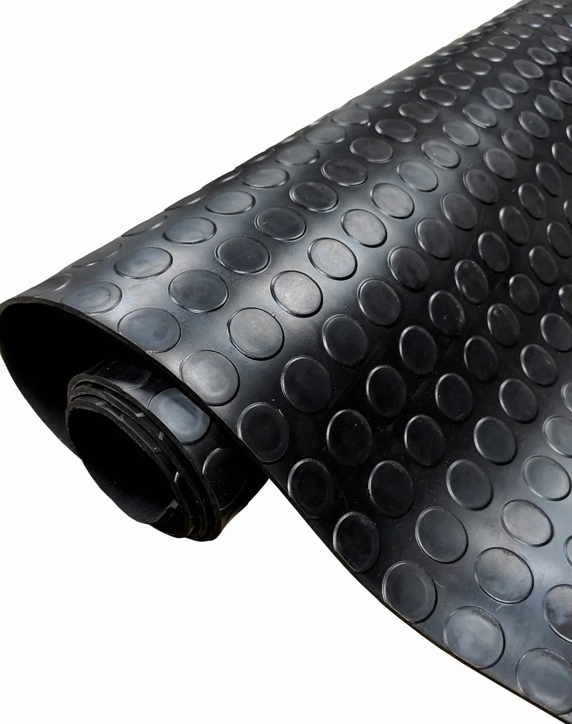 Revestimiento de Caucho Antideslizante Suelo de Goma PVC Negro 3mm Diseño Botones 140x100 CM