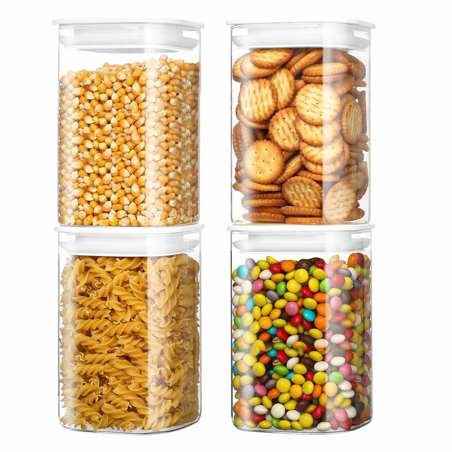 Cozary Tarros de Cristal con Tapa Hermética 4 pcs 1100ML, Botes de Cristal sin BPA, Frascos de Vidrio Aptos Lavavajillas, Botes Cocina Almacenaje para Pasta, Café, Arroz