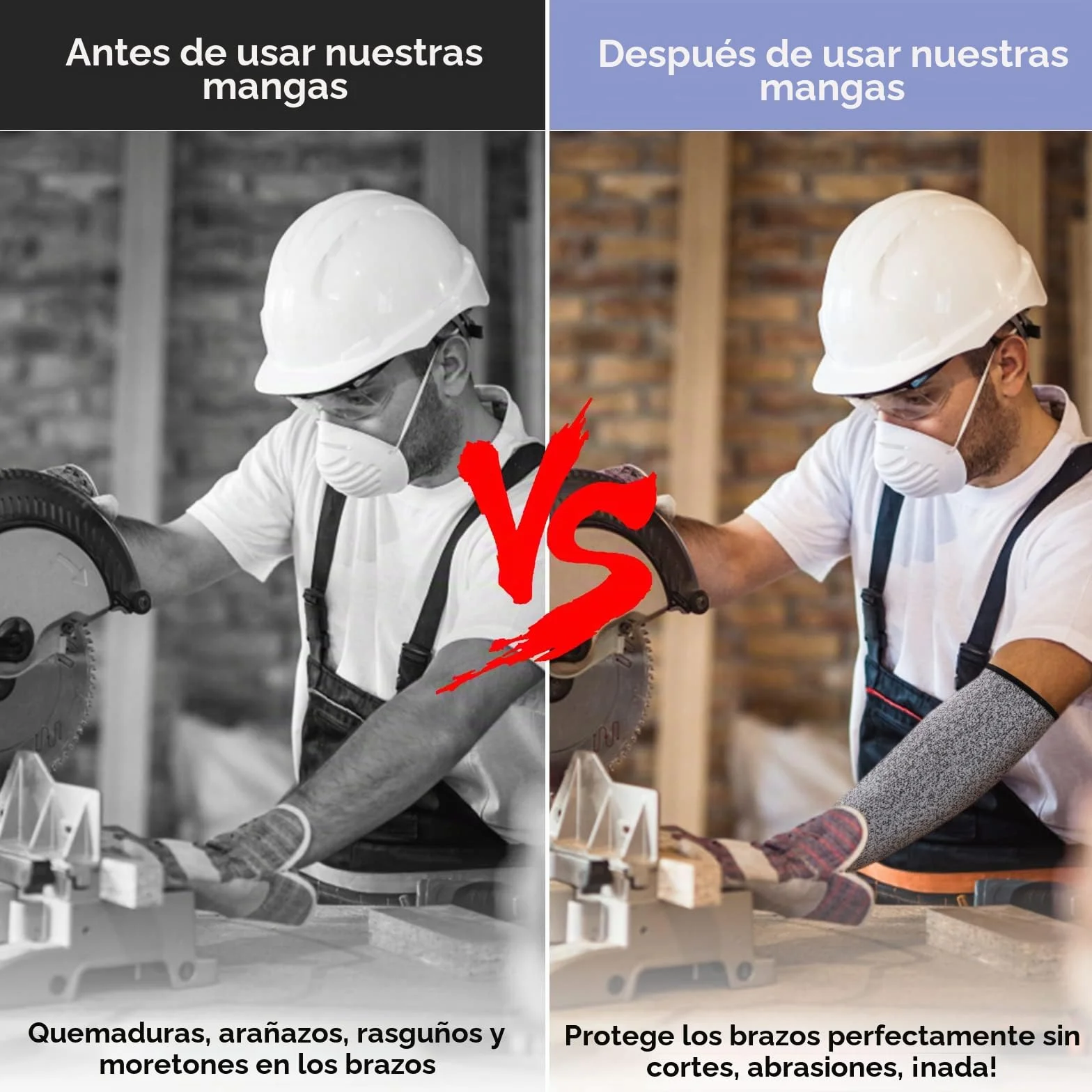 Mangas Protectora para el Antebrazo Nivel 5 Protección para el Brazo Manga de Trabajo de Punto con Orificio para el Pulgar