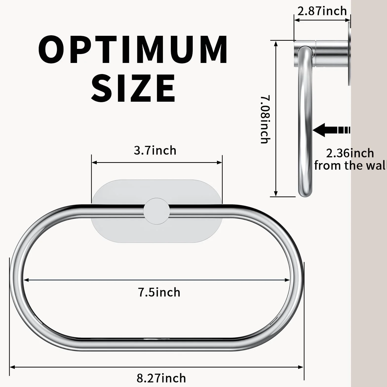 Toallero de acero inoxidable autoadhesivo para baño y cocina, colgador de toallas resistente (cromo)