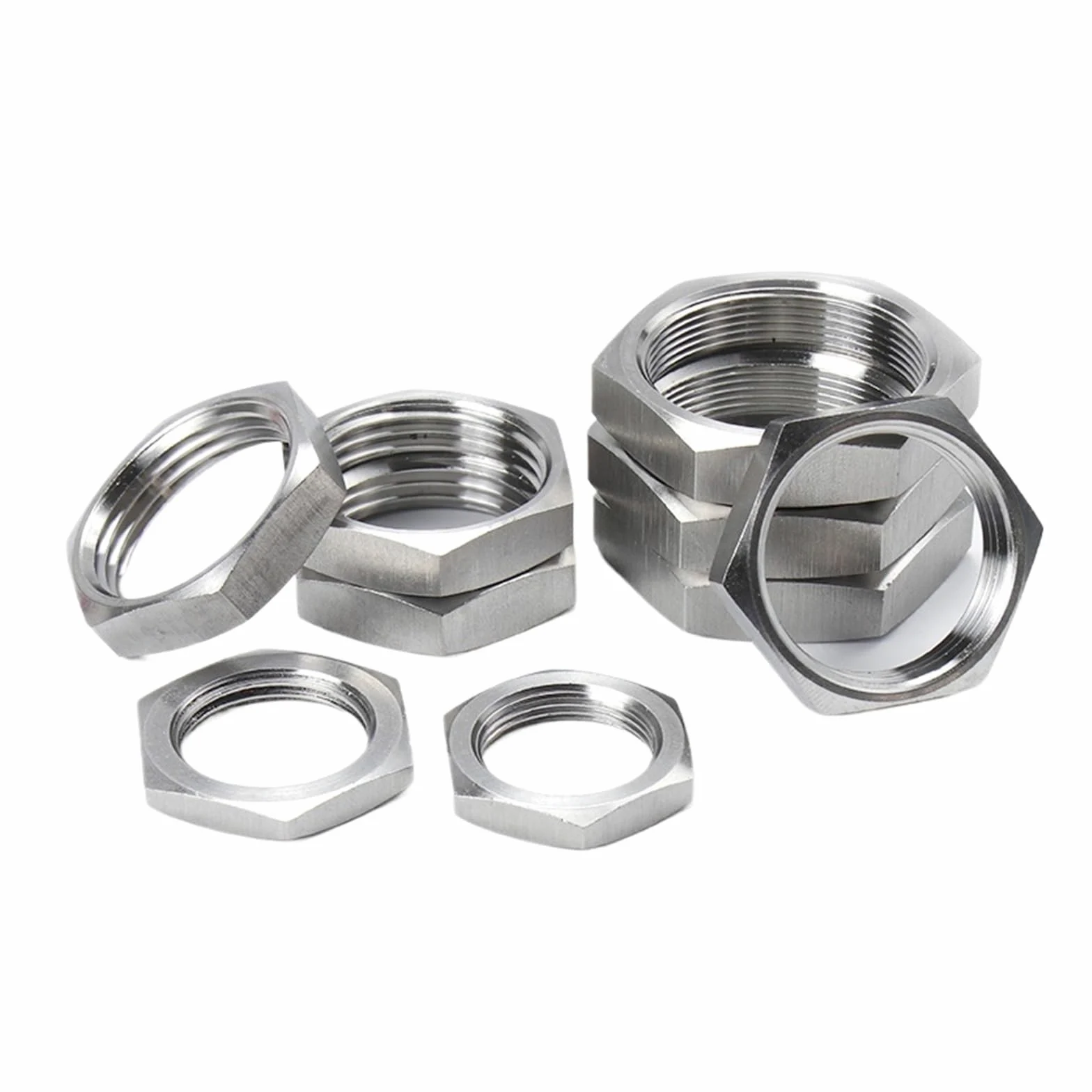 Tuerca, 10 Piezas, Rosca Hembra NPT de 1/4", Tuerca Seguridad Hexagonal, Accesorio for tubería Acero Inoxidable 304, Delgada