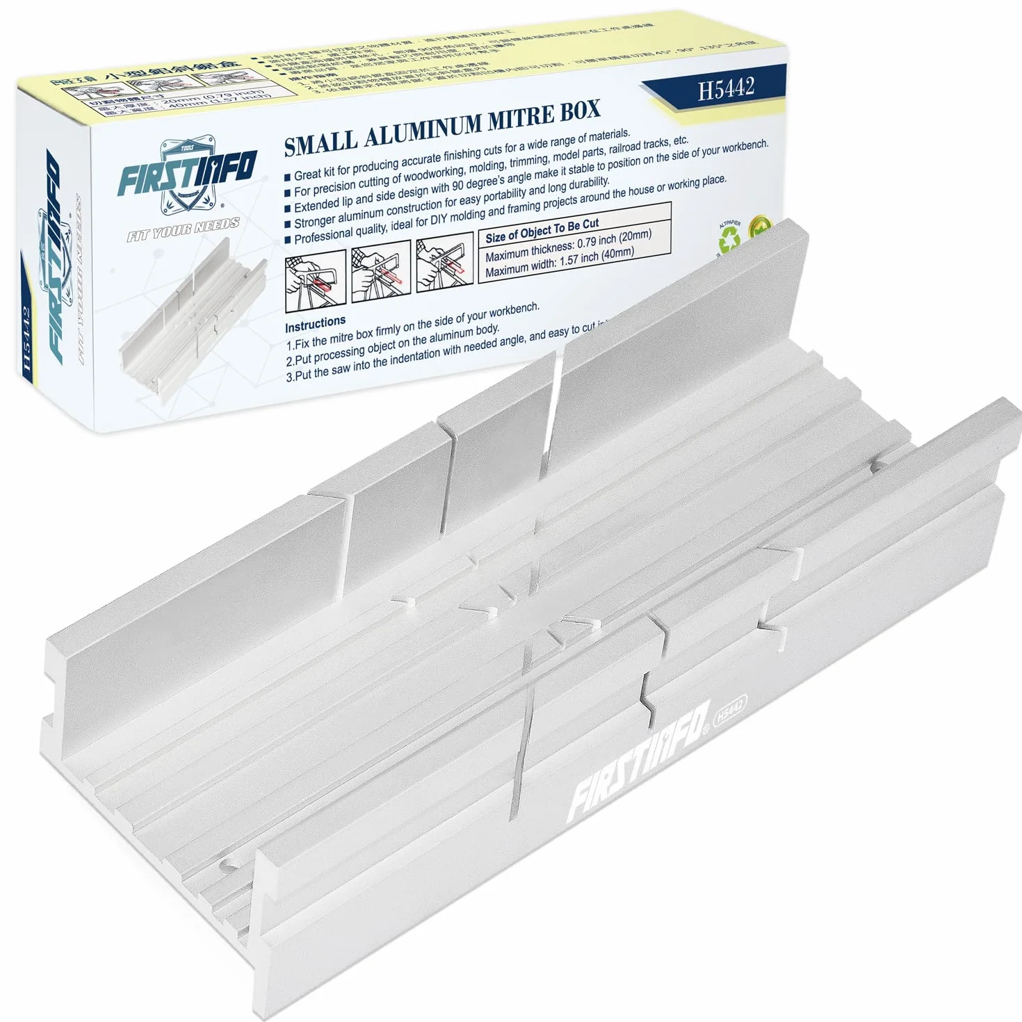 FIRSTINFO H5442 | Caja de ingletes de aluminio pequeña