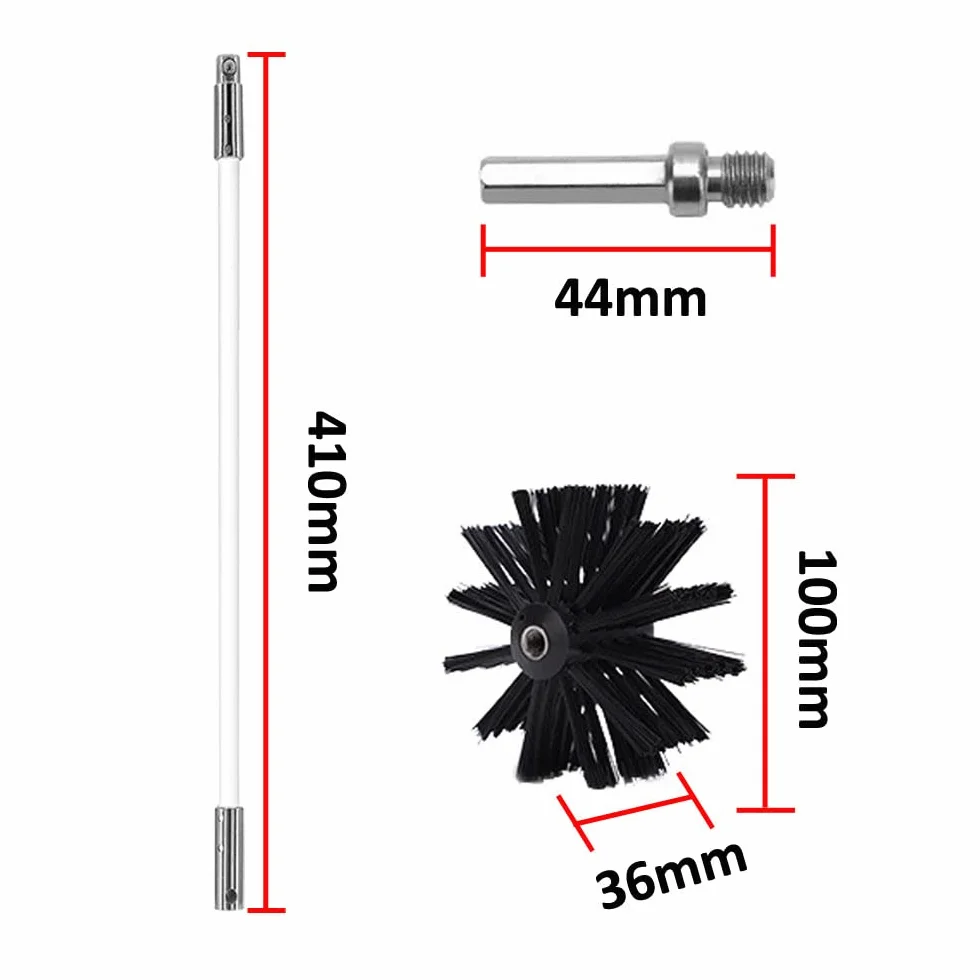 Kit de Cepillo Limpieza Chimenea Cepillo para Chimenea Rotativo de Nylon Juego de Limpieza de Ventilación del Conducto con 9 Varillas Flexibles 1 Cabeza de Cepillo