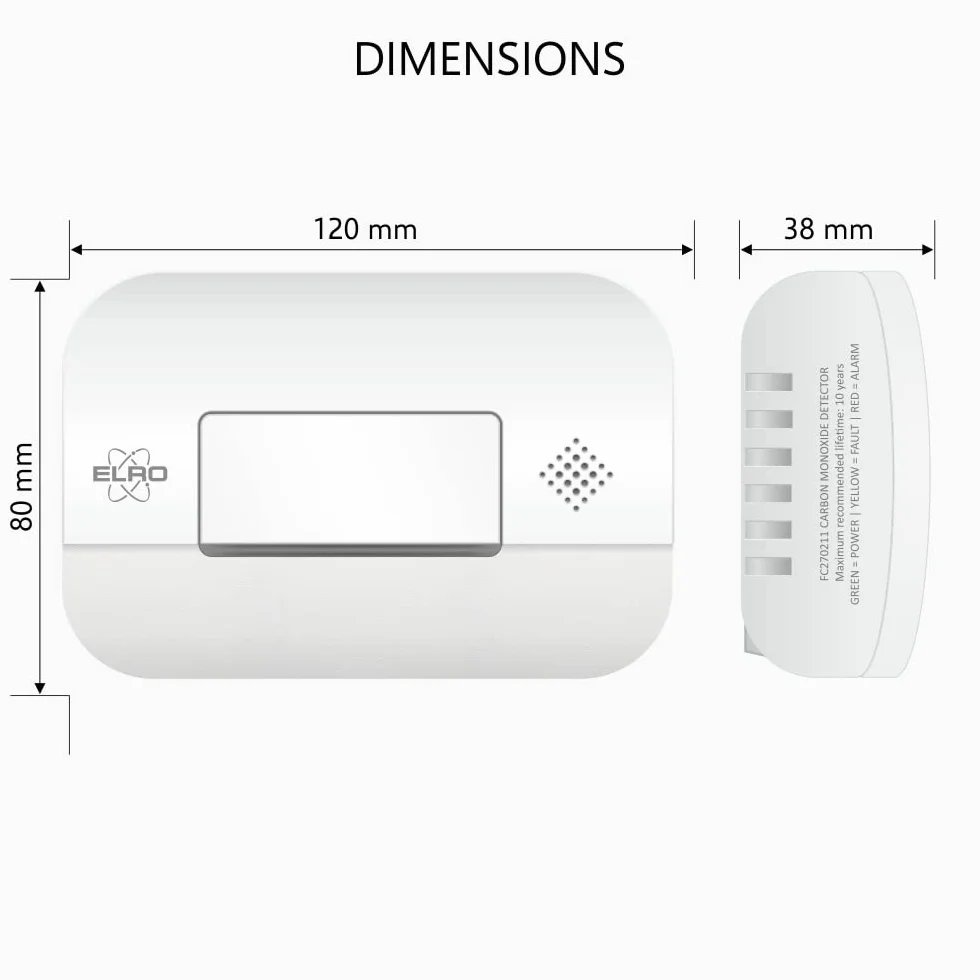 ELRO FF1840 Kit de Protección contra Incendios - Detectores de Humo con Montaje magnético - Detector de Monóxido de Carbono - Sensor de 10 años