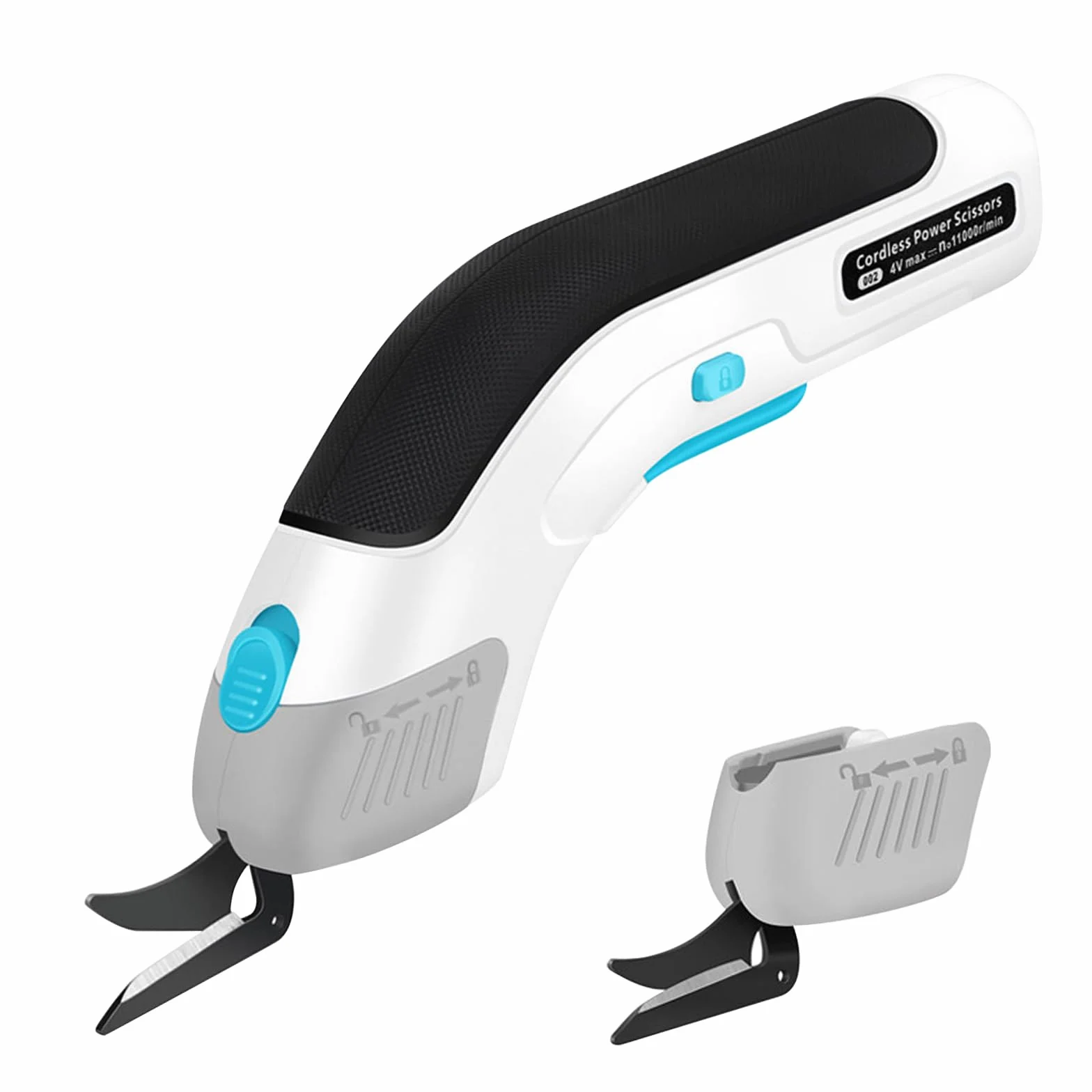 Tijeras eléctricas, cortador de cartón, tijeras de tela eléctricas, cortador eléctrico de tela de 3,6 V, con bloqueo de seguridad, tijeras universales para tela, alfombra, cuero, plástico, cartón
