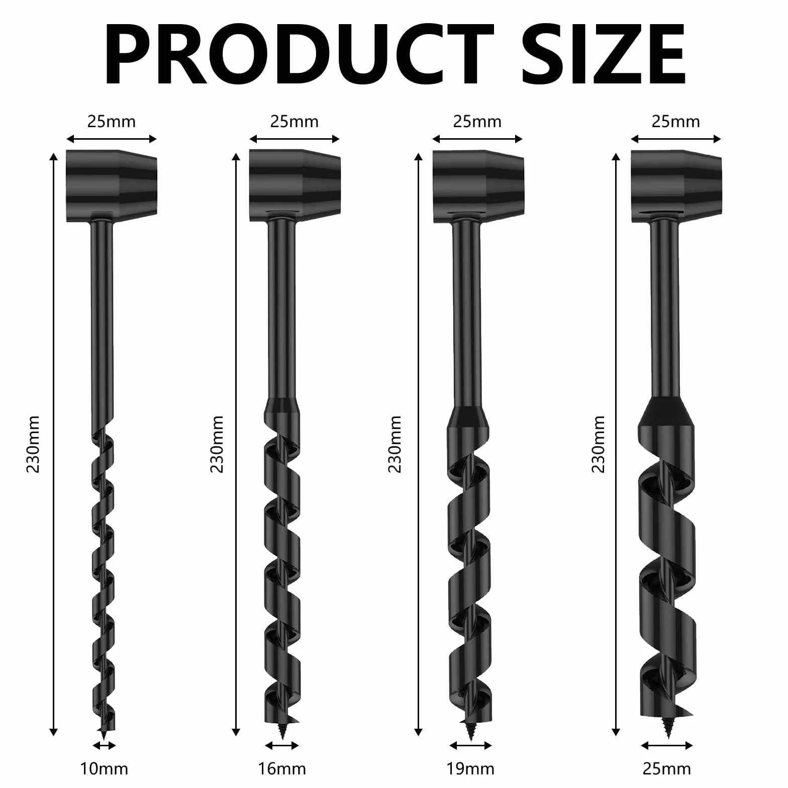 Taladro Manual, Llave Manual Bushcraft Broca Helicoidal Manual de 10-25 mm Para Actividades Al Aire Libre Bricolaje, Artesanías en La Selva Campamento (4 Piezas)