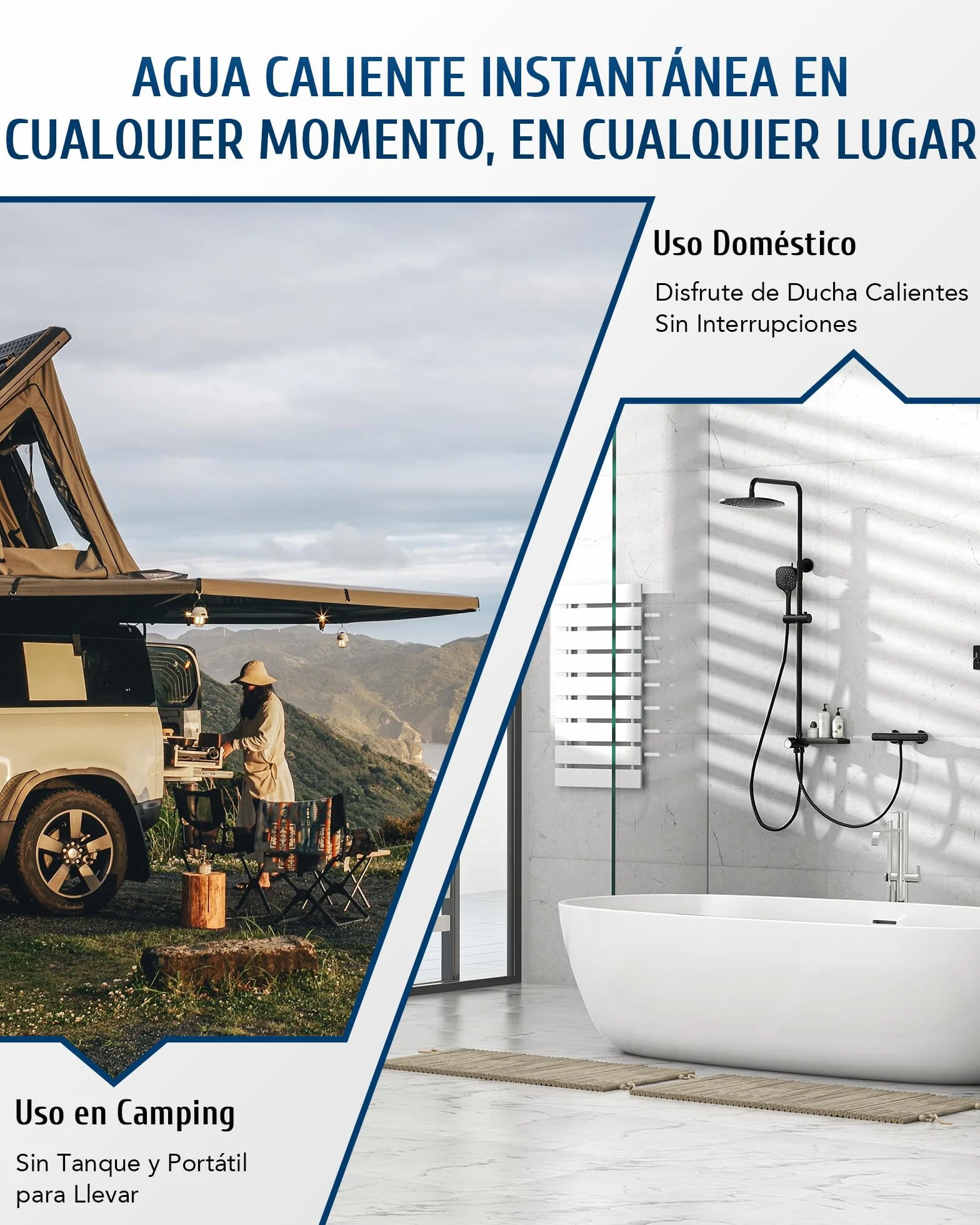 CO-Z Calentador de Agua Butano 12 L/Min, Gas LPG sin Tanque, Certificado CE