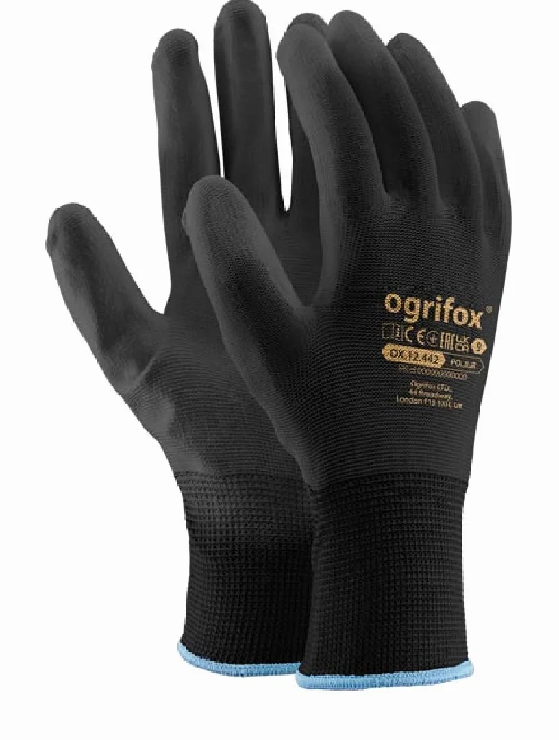 Ogrifox OX-Poliur Bb9 Guantes Protectores 24 Unidades OX.12.442 Pulido Negro 12 Parejas