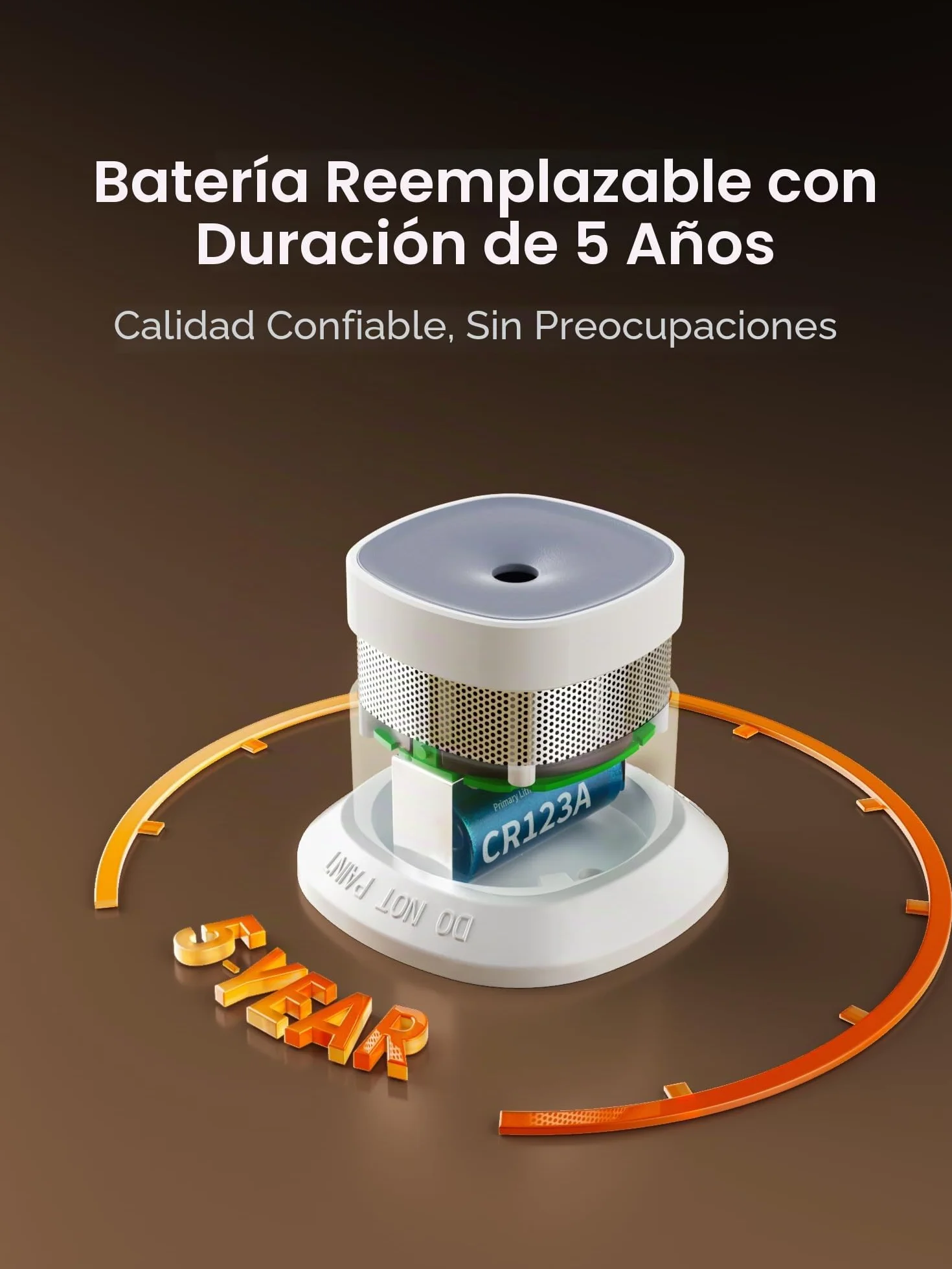 Heiman Detector de Humo Matter Over Thread con Soporte Magnético Batería Reemplazable 5 Años EN 14604 HS1SA-M