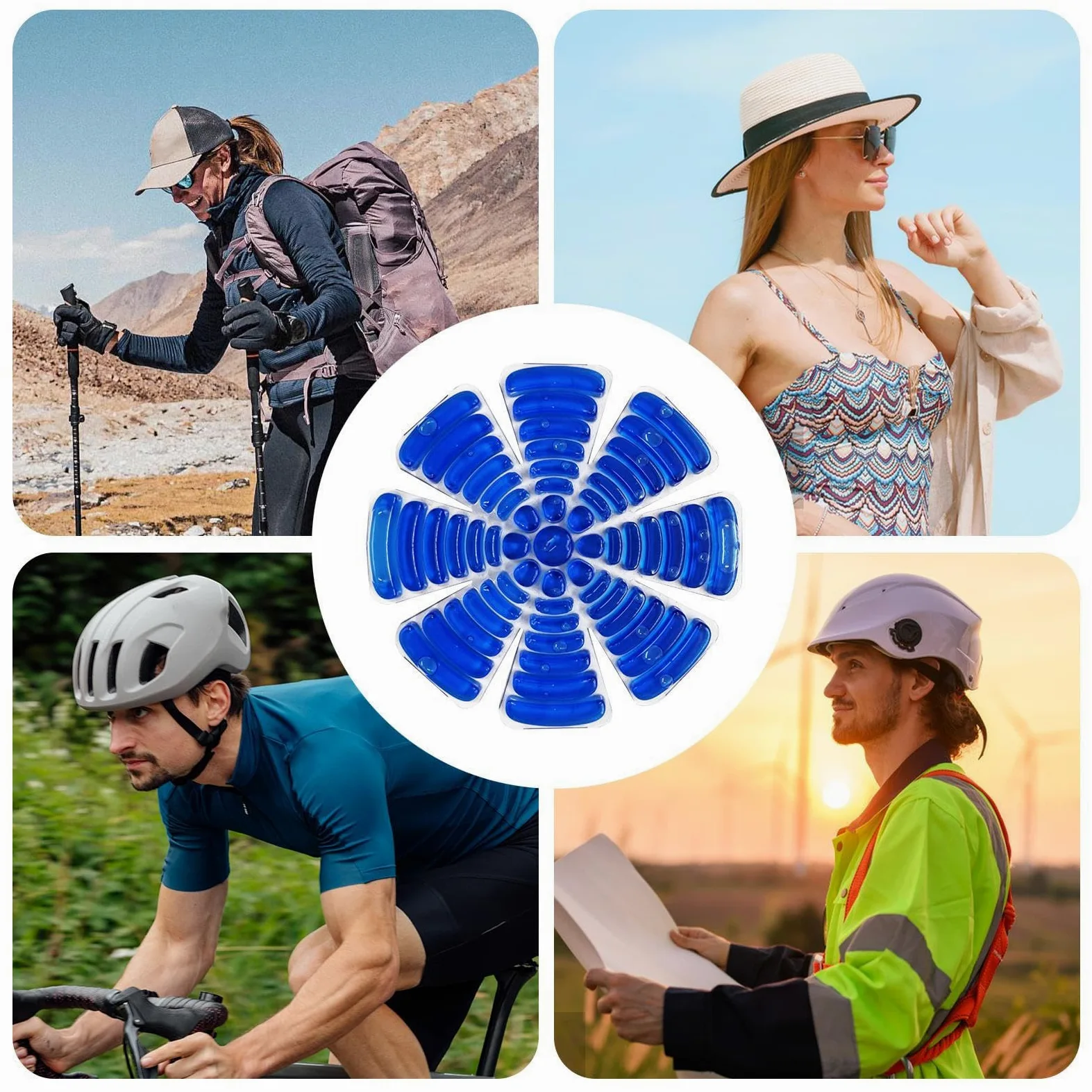 Hard Hat Ice Pack Insert, Head Cooler Pad, Riding Helmet Cooling Liner, Soothing Relief Pack for Fever, Migraña, and Staying Cool in Hot Weather or Work Conditions