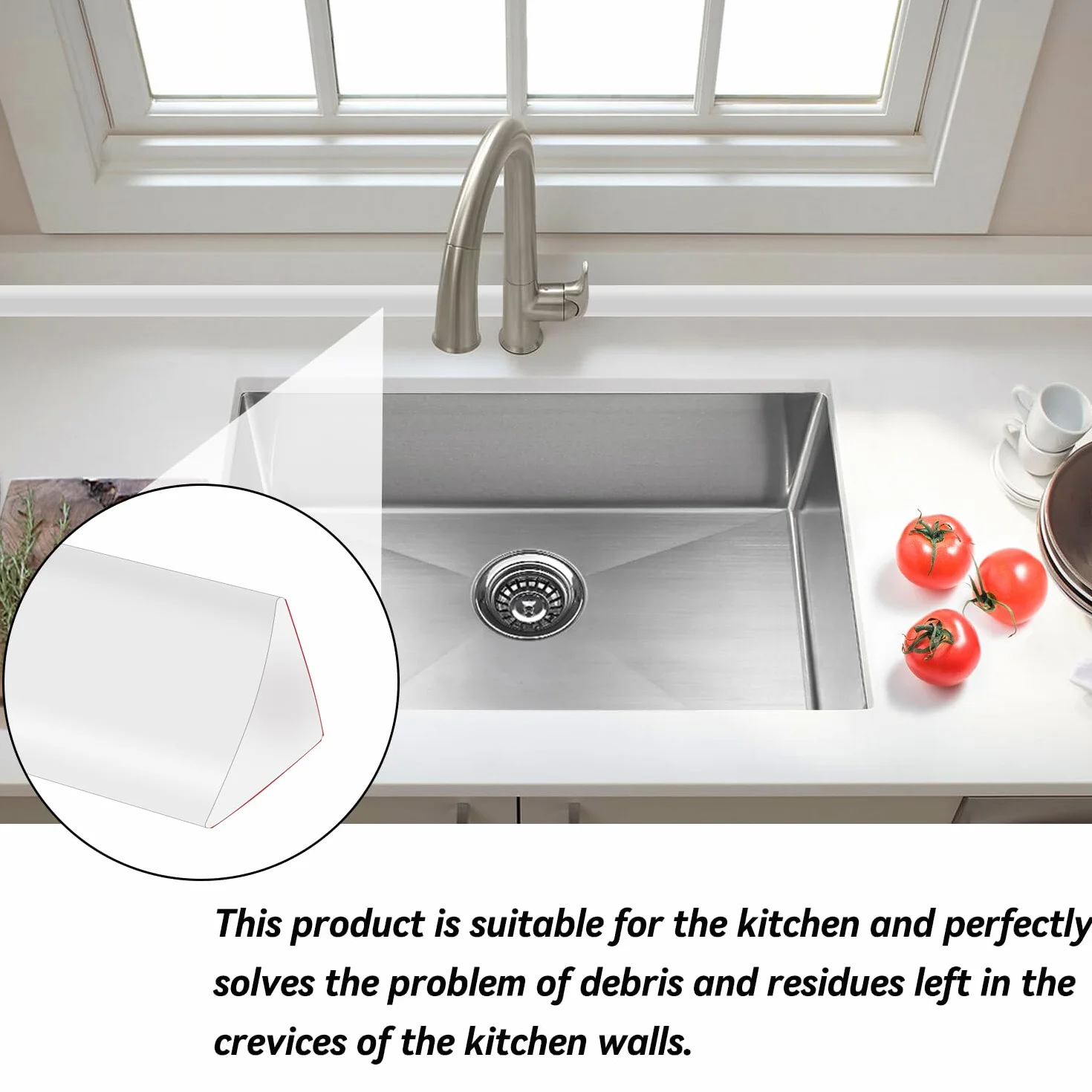 Embellecedor Copete Encimera Cocina Blanco Barrera de Agua Tiras Decorativas Flexibles Autoadhesivos Silicona Impermeable(Blanco, 6Metro)
