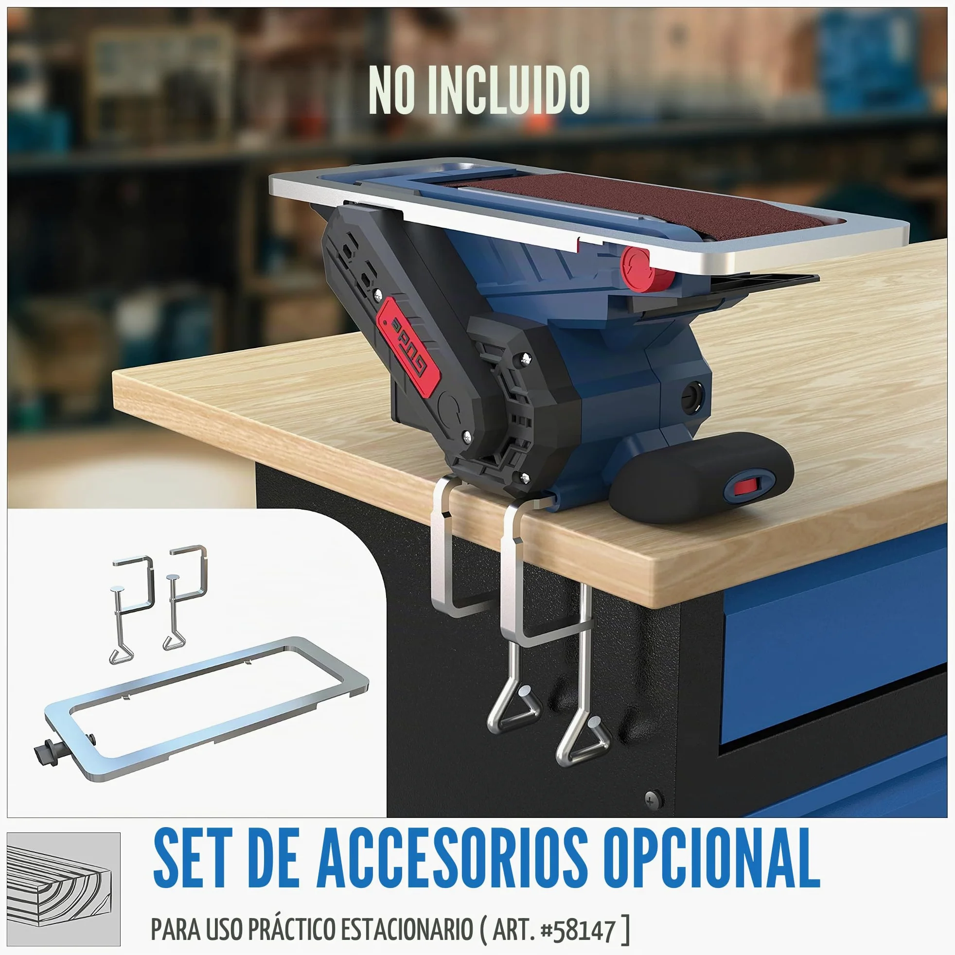 Güde 58146 BS 76 – 900 S – Lijadora de banda (230 V, 76 x 160 mm de lijado, sistema de cambio rápido de cinta, ajustable lenkrollen, 2 x Banco de lijado K80)