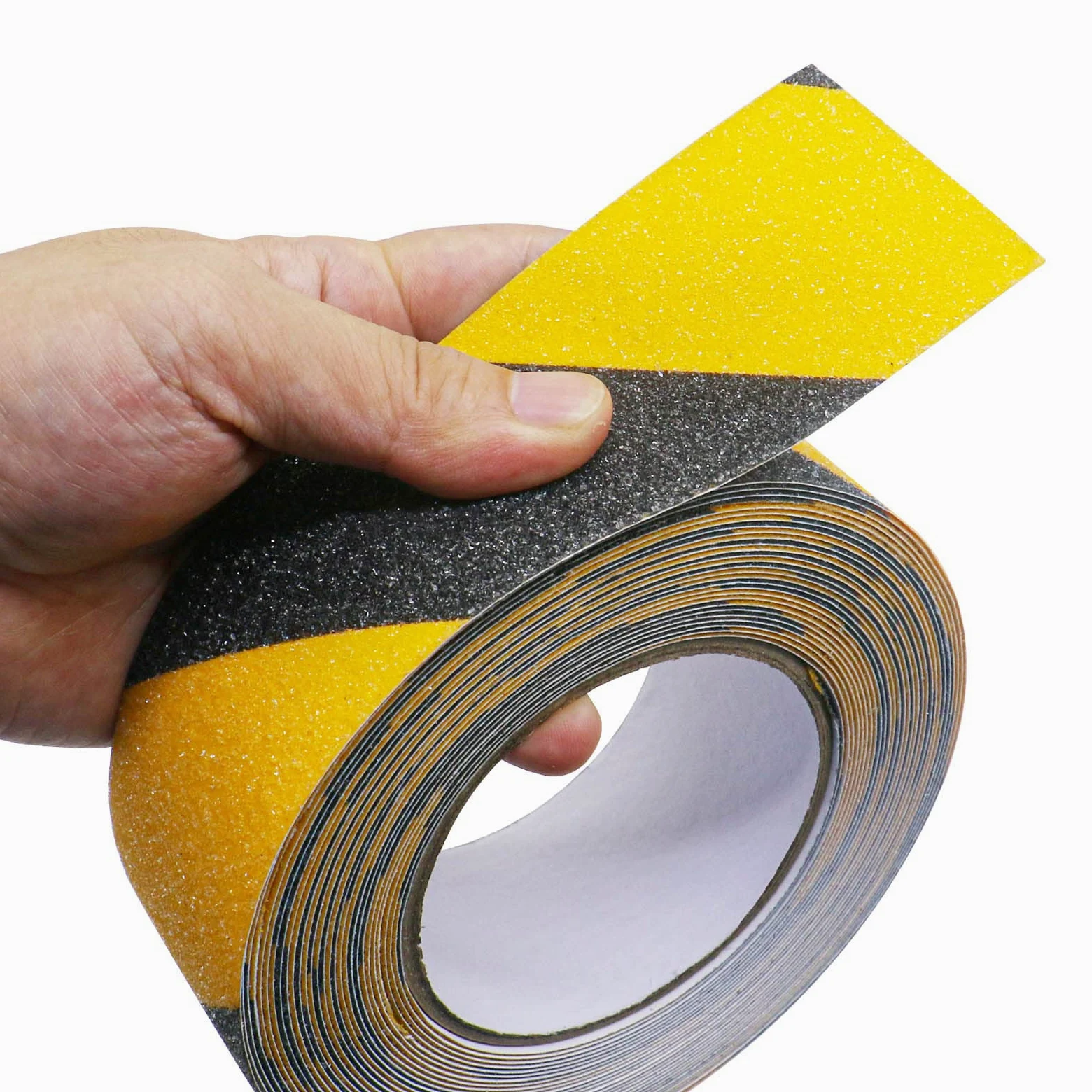Cinta Adhesiva Antideslizante 2 Rolls de 10 m x 50 mm, Alta Tracción Fuerte Apretón Abrasivo, Cinta Antideslizante Seguridad para Exteriores y Interiores,BOMEI PACK (negro amarillo)