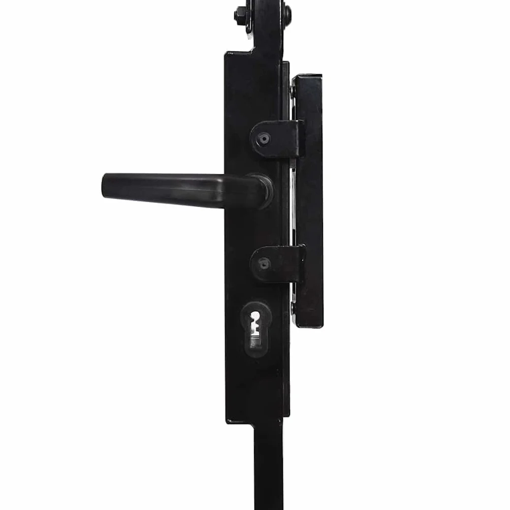 vidaXL Cancela de Valla Assen Sencilla Individual Puerta de Jardín Entrada Exterior con Forma de Arco con Dos Postes de Acero Negro 105x170 cm