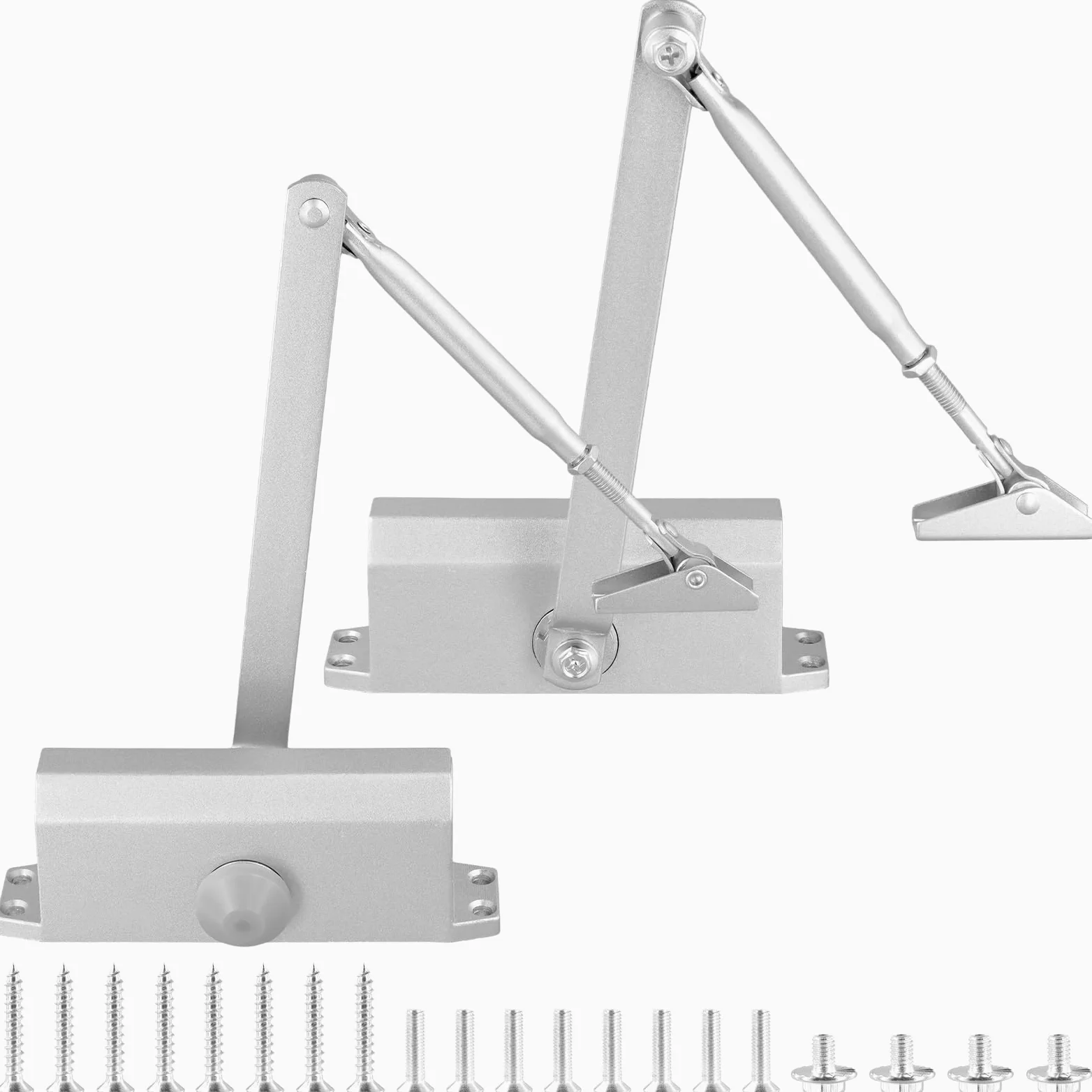 SINJEUN 2 piezas Cierrapuertas automático hidráulico, 175 mm muelle ajustable cierrapuertas automático para el hogar, oficina, plata