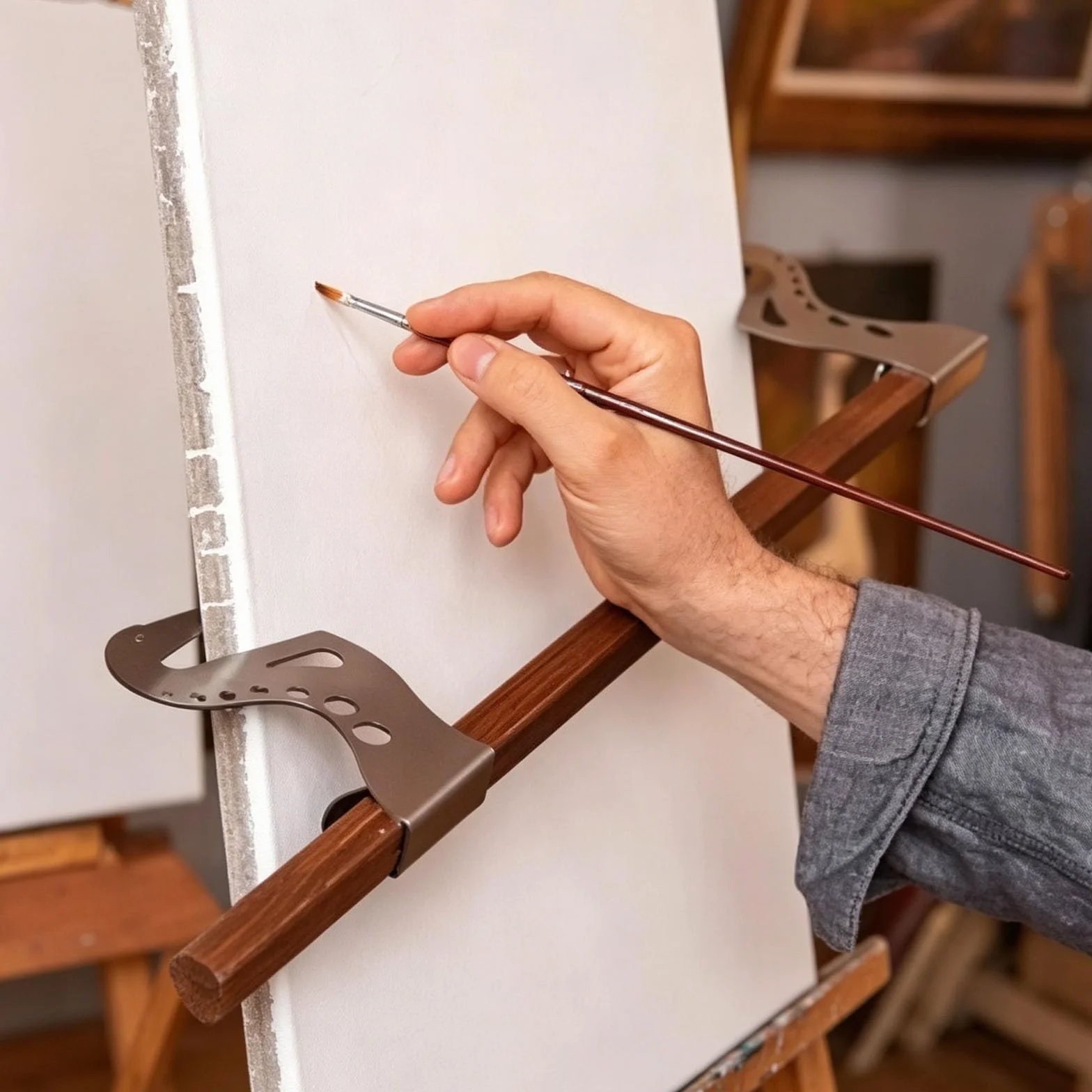 Puente de soporte de mano para artist, caballete ajustable, barra de soporte para reposamanos de caballete ajustable, barra de apoyo de metal para pintura, dibujo, arte en miniatura, bocetos