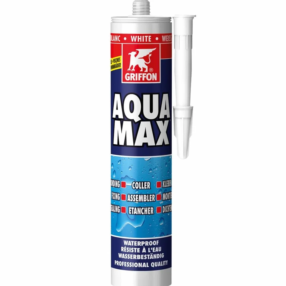 Sellador/pegamento AQUA MAX resistente al agua blanco cartucho 425g