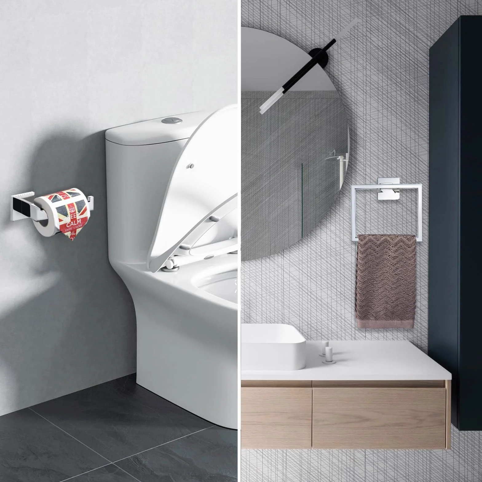 TURS Toallero de Aro Acero Inoxidable 304 Cromo Montado en Pared Soporte de Toalla Baño