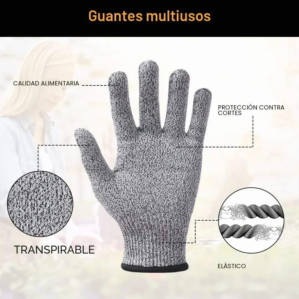 Flintronic Guantes Anticortes Nivel 5 (1 par), Resistentes al Corte, EN 388 Calidad Alimentaria, Protección para Cuchillos, Tallar Madera (M)