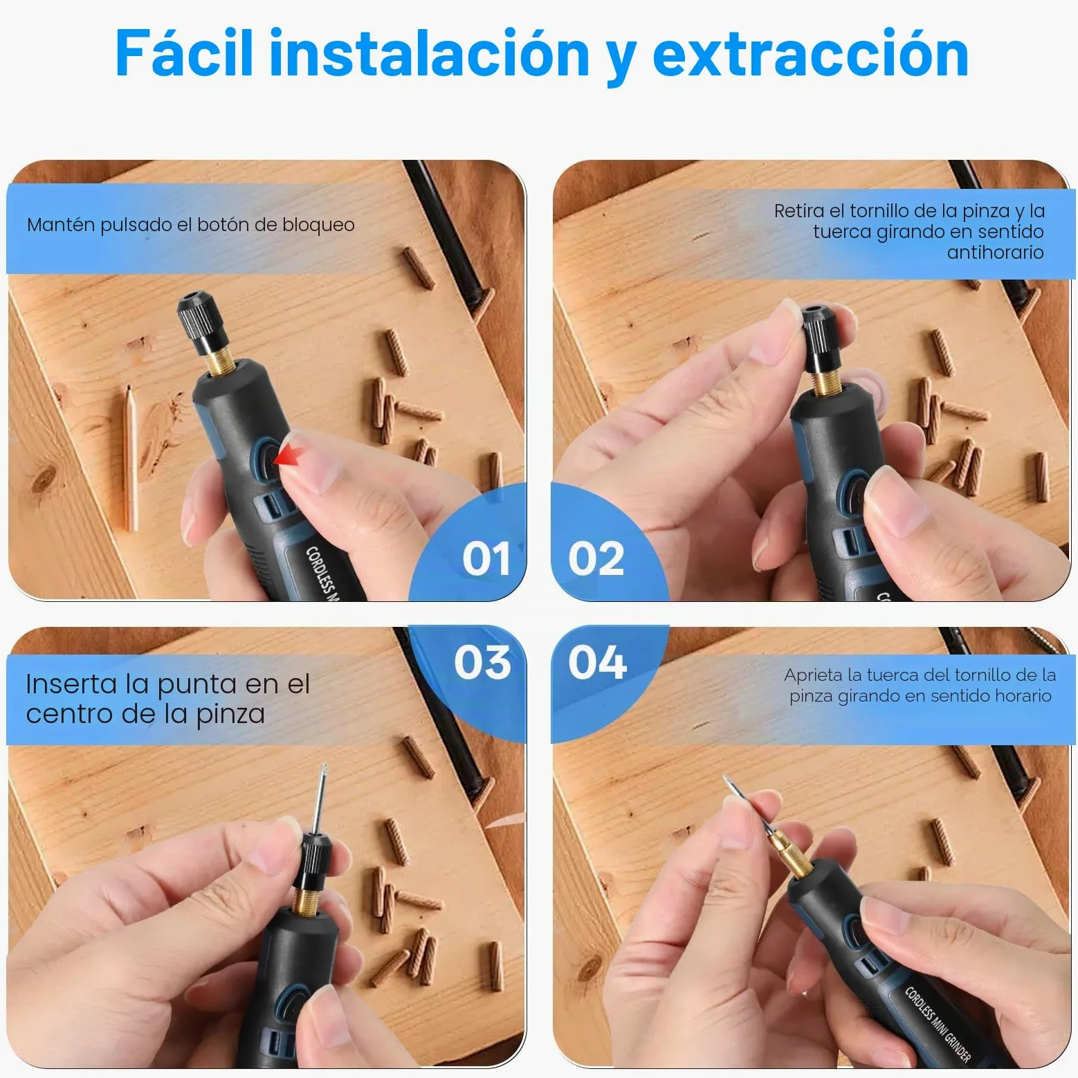 Mini Amoladora Eléctrica, 3.7V Herramienta Rotatoria sin Cable Con 96 Accesorios Lápiz de Grabado Eléctrico para Cortar/Esmerilar/Grabar/Perforar, de Manualidades y Creación de Bricolaje