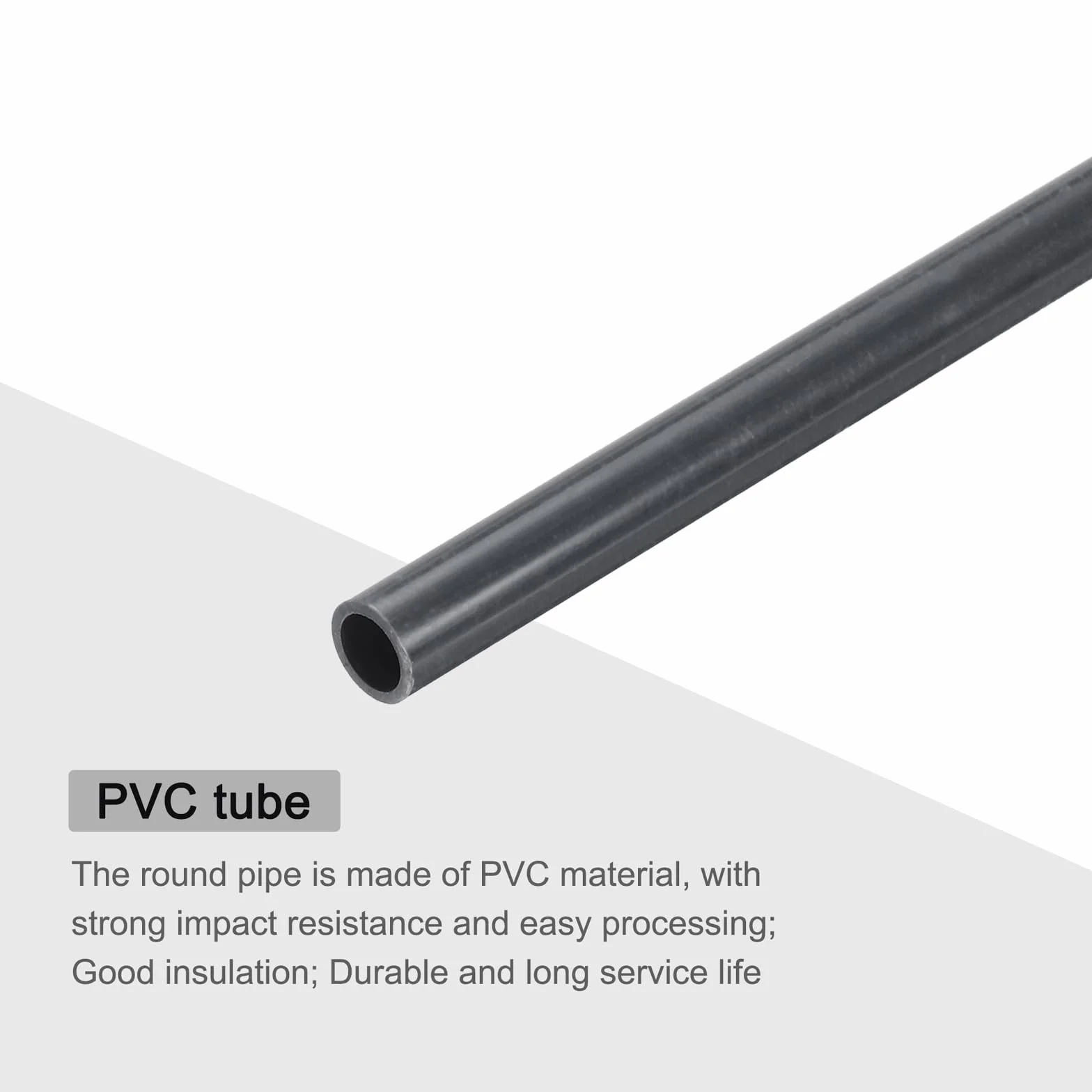 QUARKZMAN 30cm Tubo Rígido PVC 6x8mm ID*OD Alto Impacto Acuario Tubería Agua Piscina Riego Fontanería Gris Oscuro 2pcs