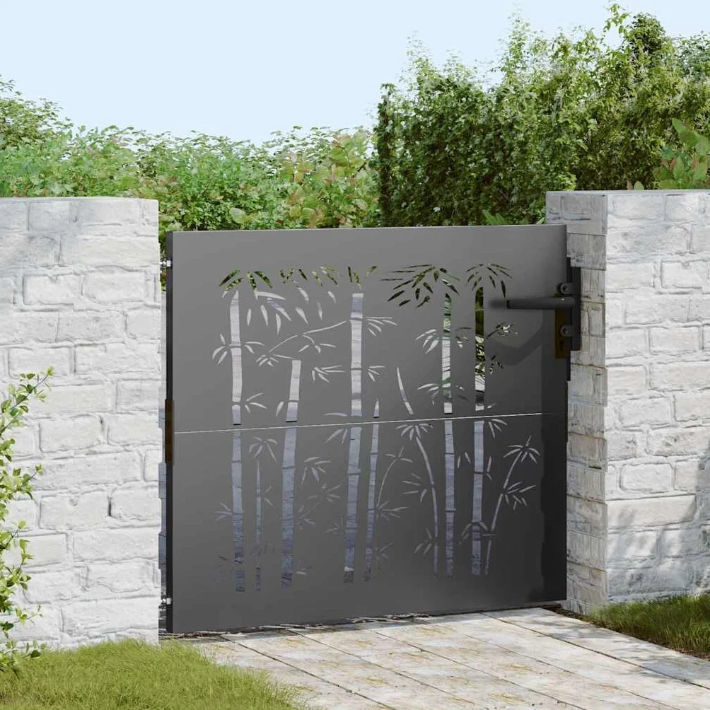Puerta de jardín de 85 x 100 cm, de acero galvanizado, con cerradura y 2 llaves, puerta individual, puerta de exterior, robusta y duradera, tipo 5