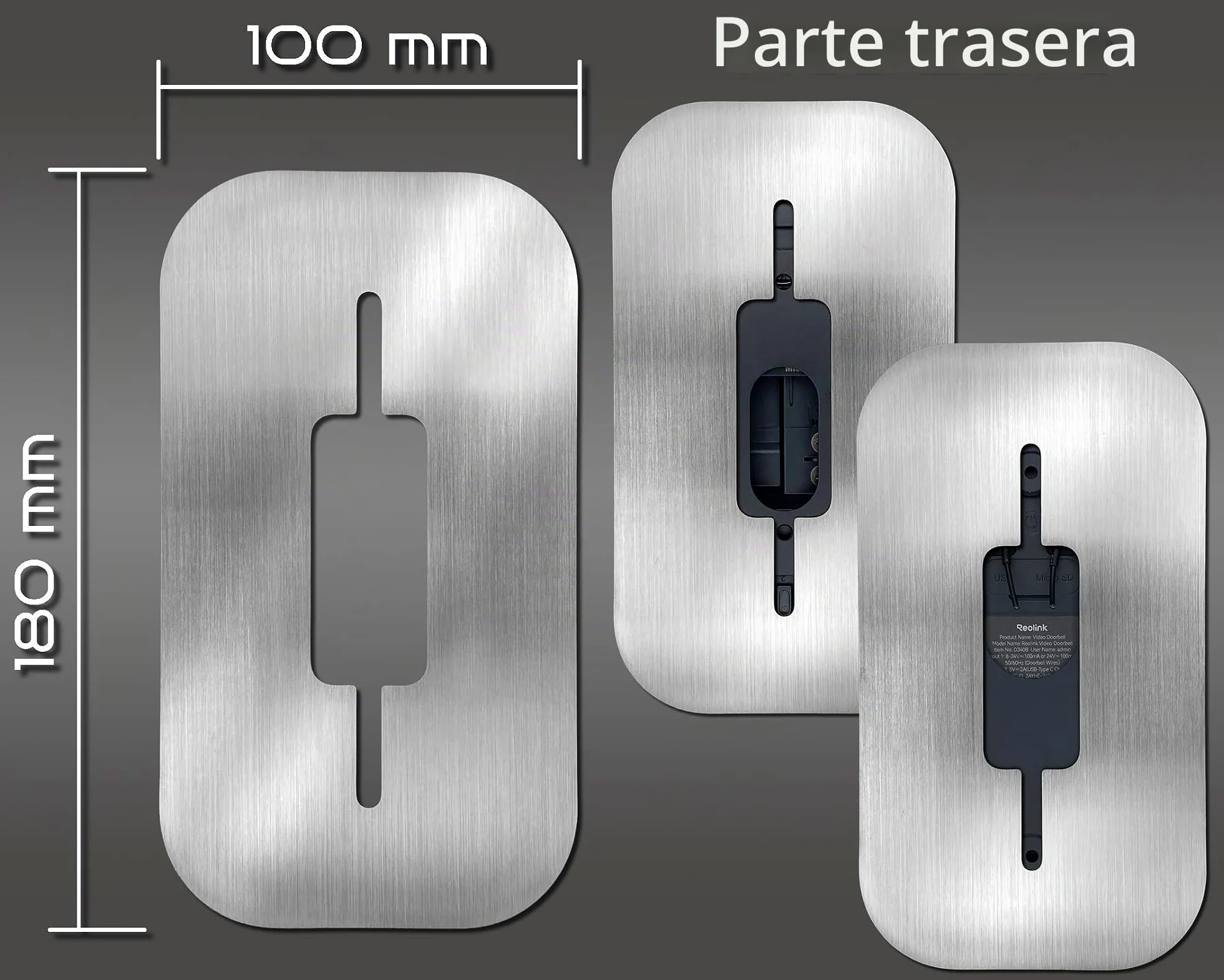 bisel de acero inoxidable | Accesorios para timbre de puerta Reolink | Battery, 5MP, Ultra HD, 2K, 4MP, WiFi, PoE, batería | Soporte, escudo, placa para timbre inalámbrico