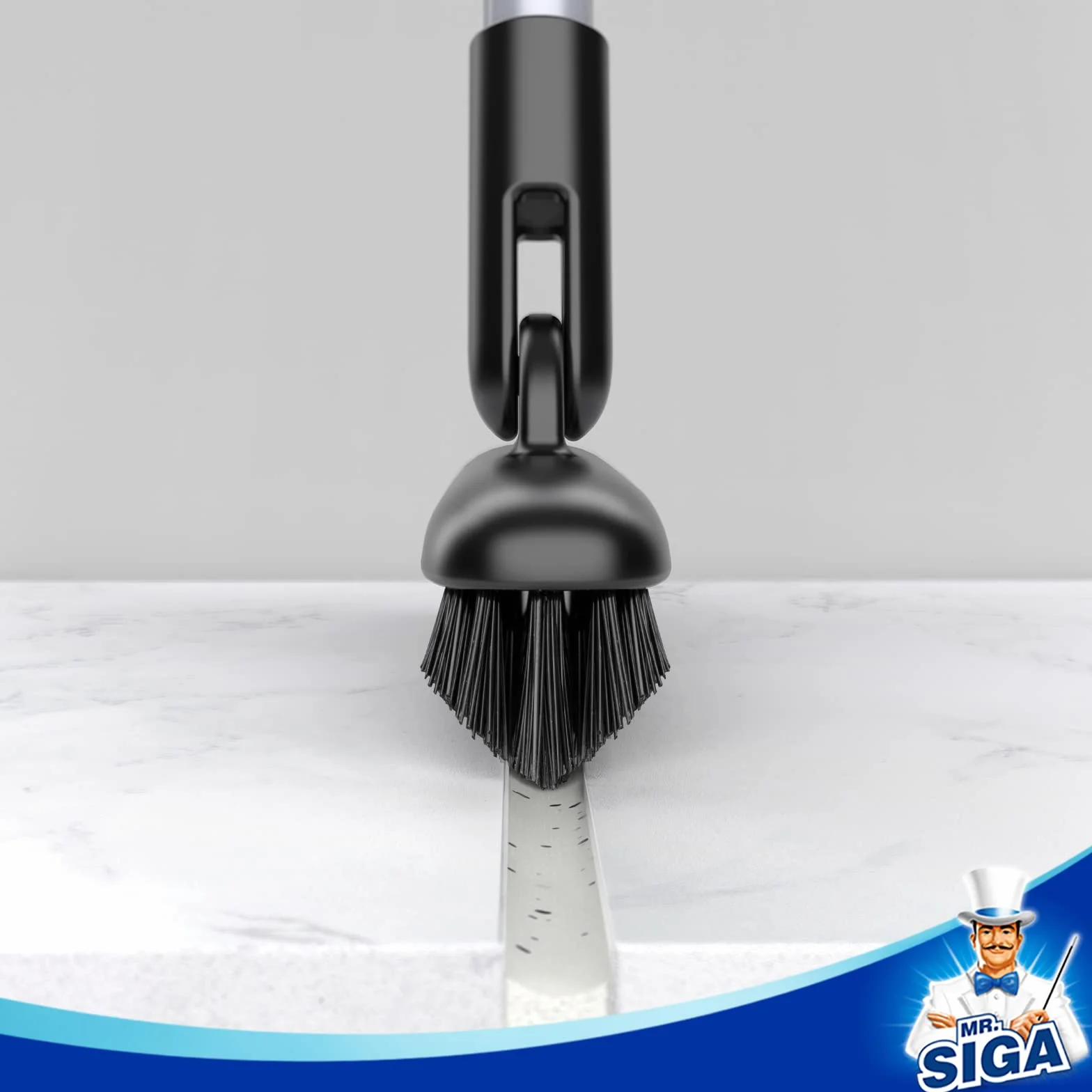 MR.SIGA Cepillo para lechada con Mango Largo, Cepillo para Fregar con cerdas rígidas para Limpiar lechada y baldosas