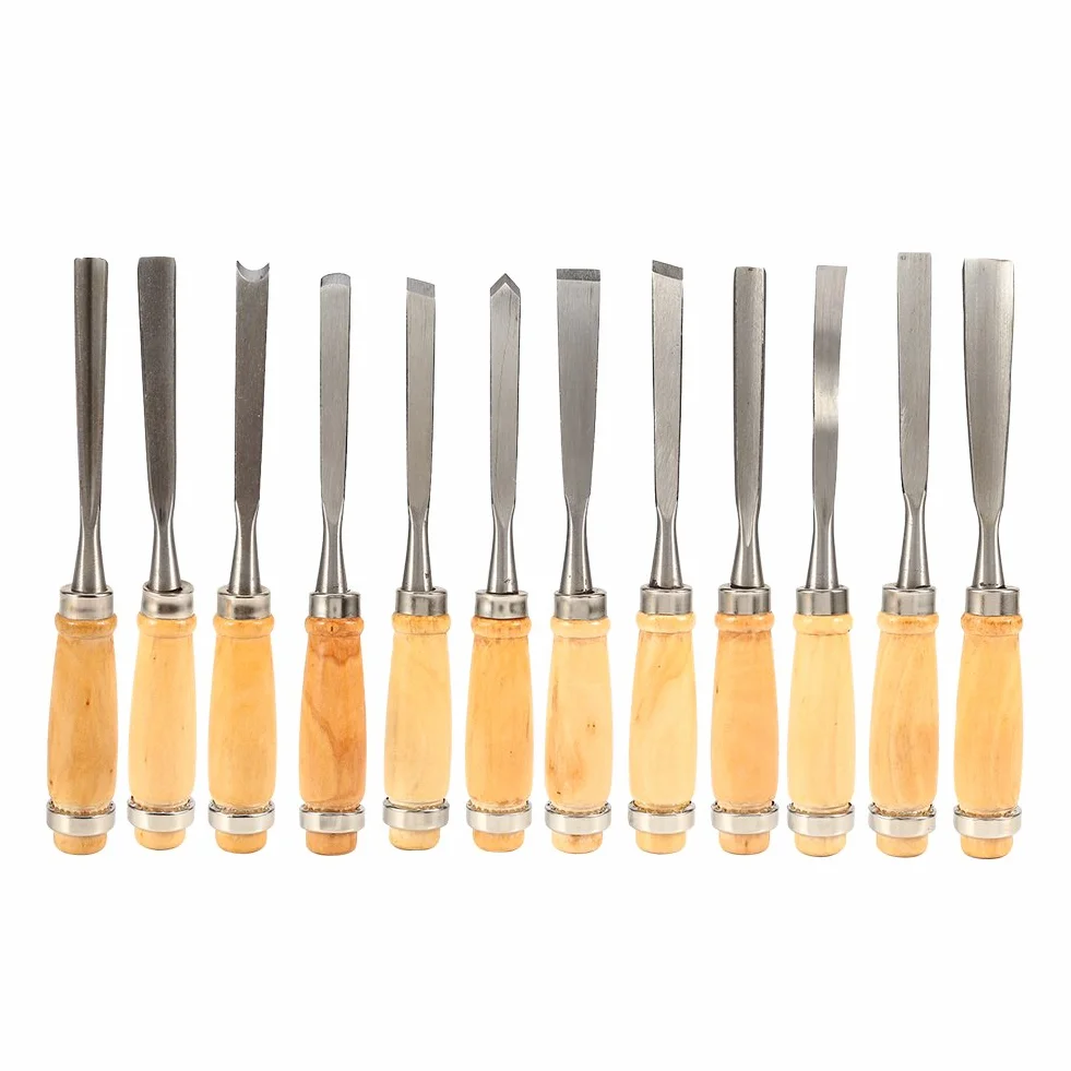 Tyenaza 12 Piezas Gubias para Tallar Madera, Juego de Cinceles de Talla de Wood Profesional, Herramientas para Tallar Wood Gubias para Bricolaje Escultura Carpintero Artistas y Principiantes