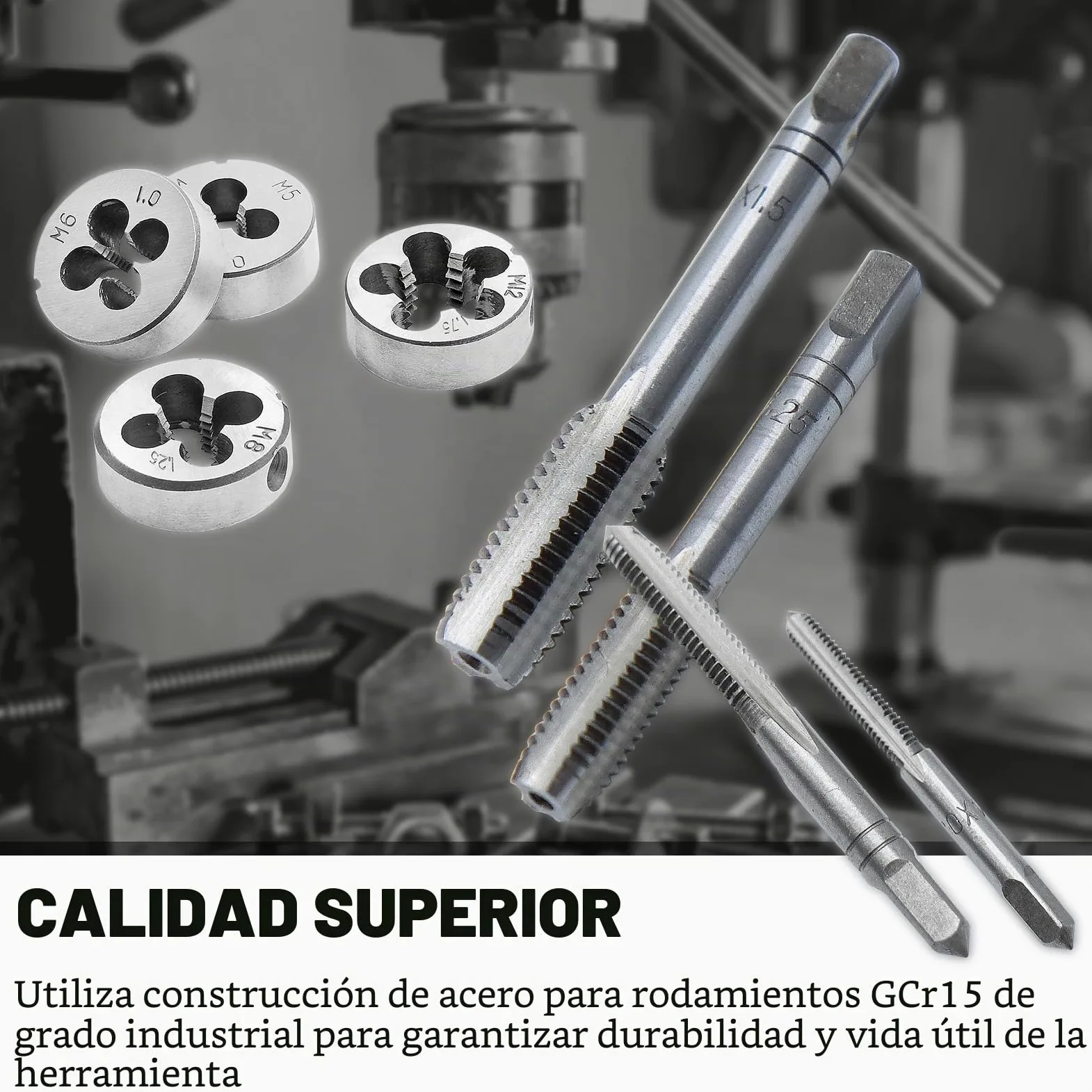 CCLIFE 32 piezas Juego de Machos y Terrajas M3-M12, Juego de herramientas para roscar cortar tuercas y machos de aterrajar