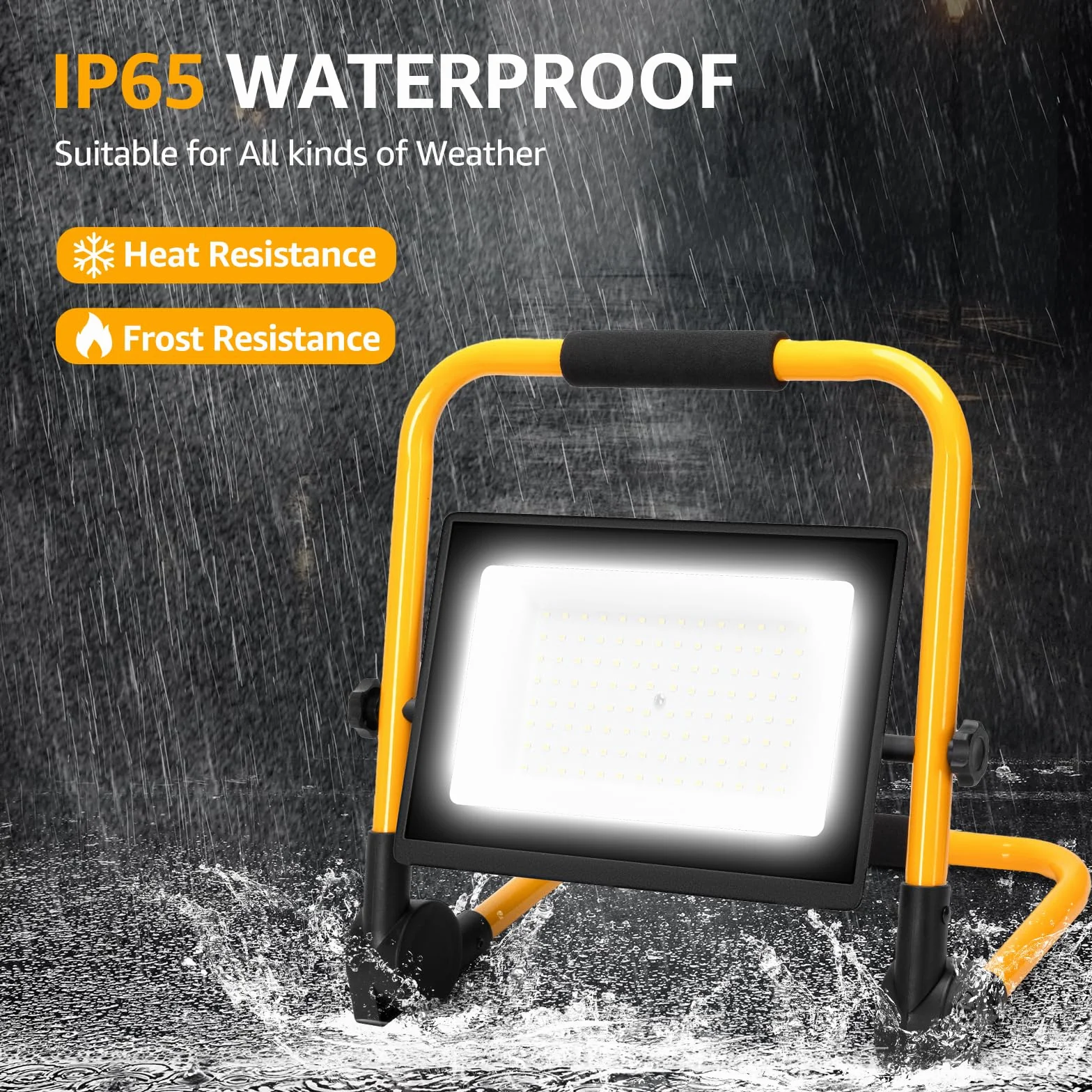 Aigostar Foco de Trabajo LED 100W con Cable de 4M，Foco LED Portáti Enchufes Con Interruptor Estanco，IP65 Impermeable，Soporte plegable，Uso en Interior y Exterior，para Obra， Taller，6500K