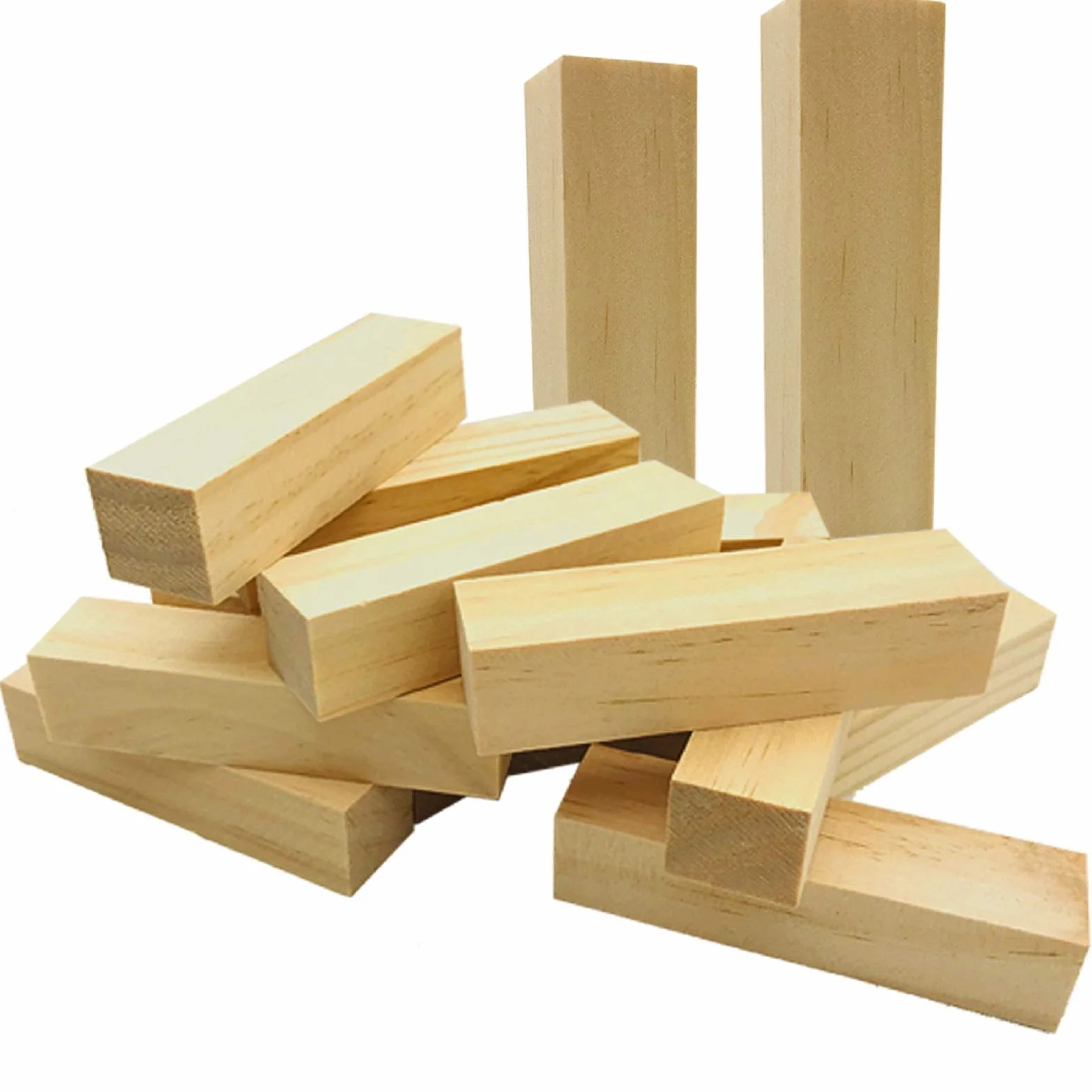 Bloques de Tilo Natural 14 pcs para Tallado, Madera Artesanal, Kit Manualidades 10x2,5x2,5 cm