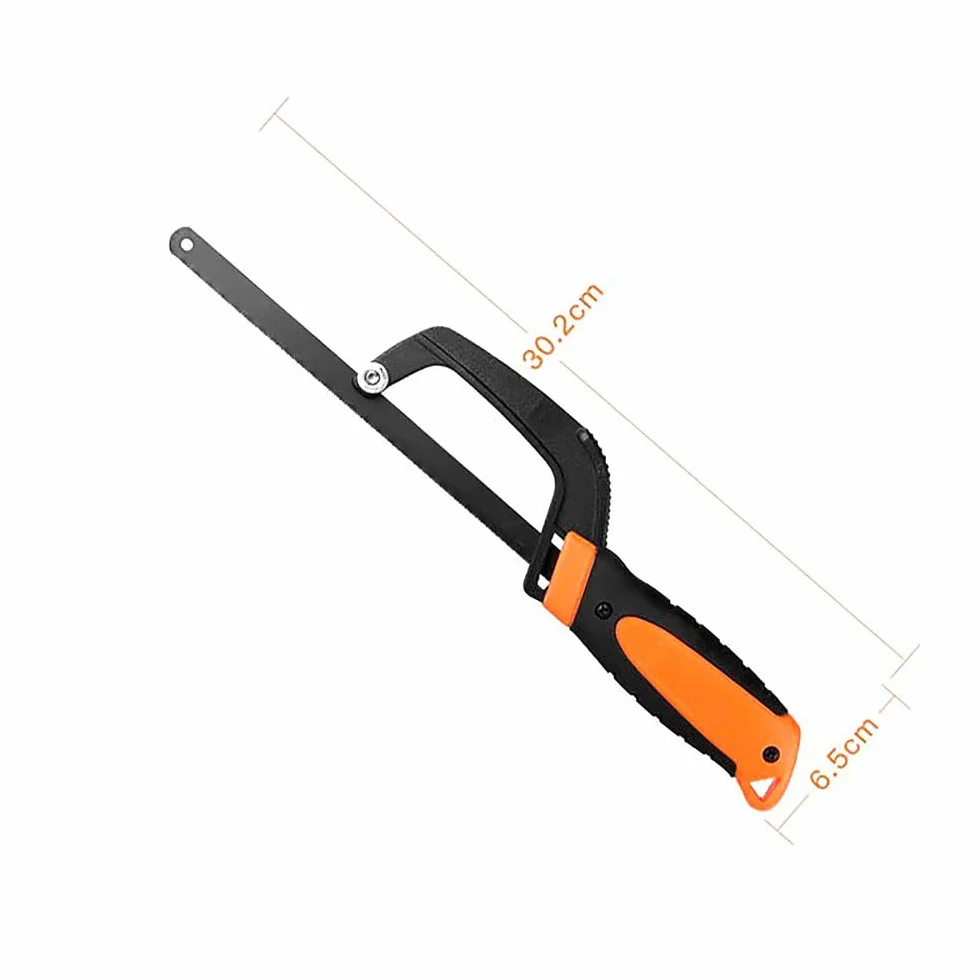 Mini sierra para metales, marco portátil de aleación de aluminio para carpintería, corte de PVC y bricolaje, naranja/negro
