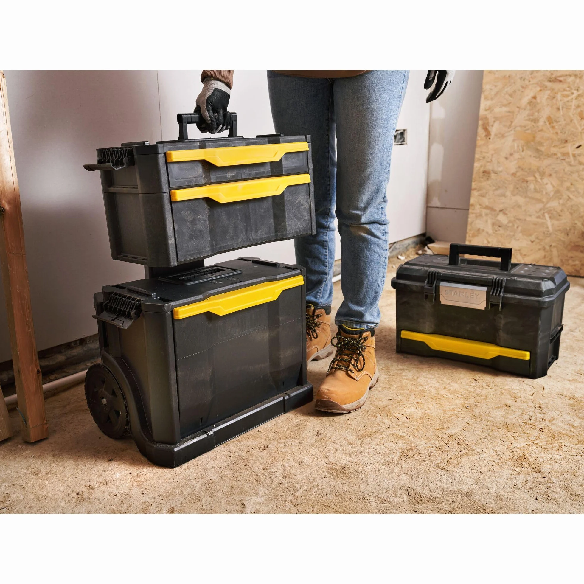 STANLEY Modular Taller Rodante 3 en 1 con Ruedas, Asa Telescópica, 35 kg