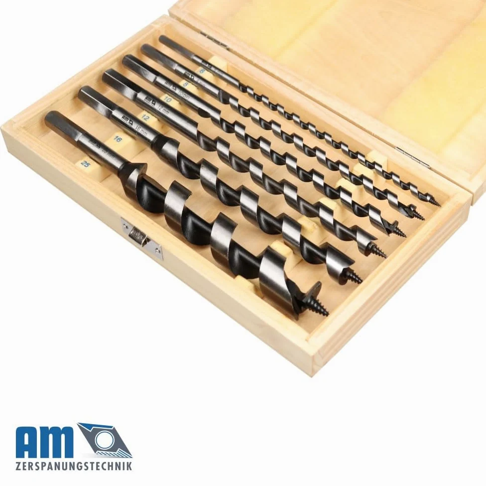Juego de brocas de serpiente (diámetro 6-25 x 230 mm, 6 piezas, brocas largas para madera)