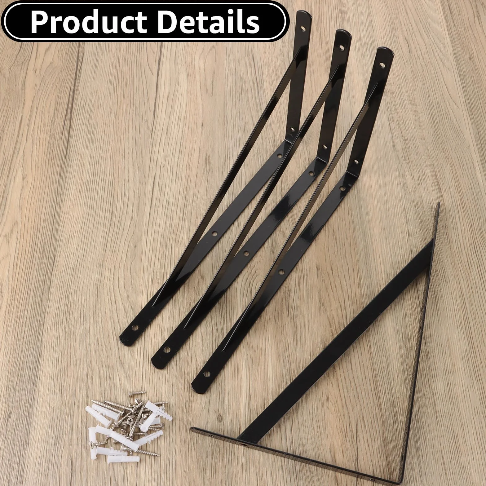 12 soportes para estanterías de 190 x 300 mm, color negro de metal, ángulo de carga pesada para montaje en pared, mesa plegable para montaje en pared, banco de trabajo, estantería de