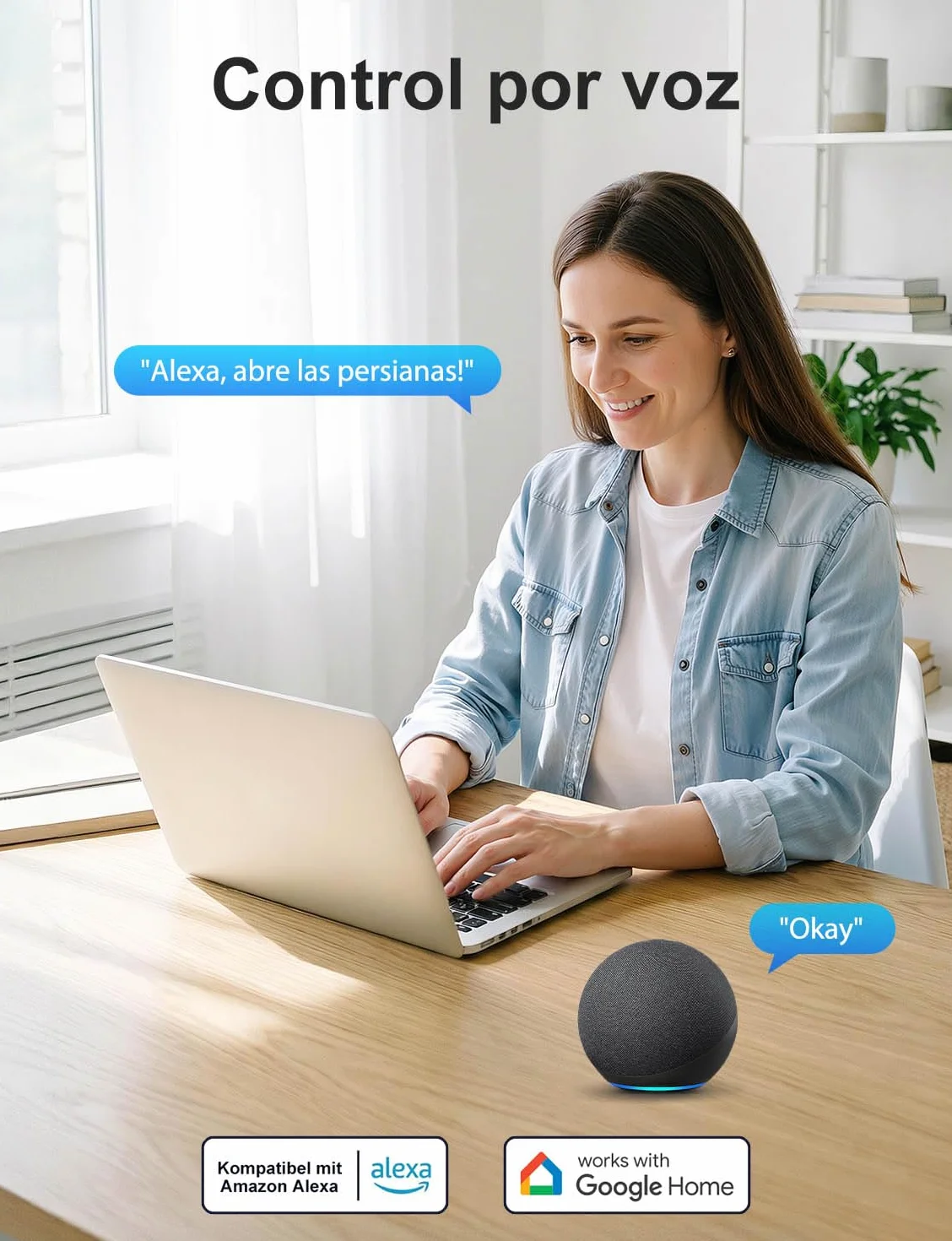 Maxcio Interruptor de Persiana WiFi, Inteligente de Persiana compatible con Alexa, Google Assistant, Control por voz y Remoto, Función de Temporizador, LED Controlable - 4Packs