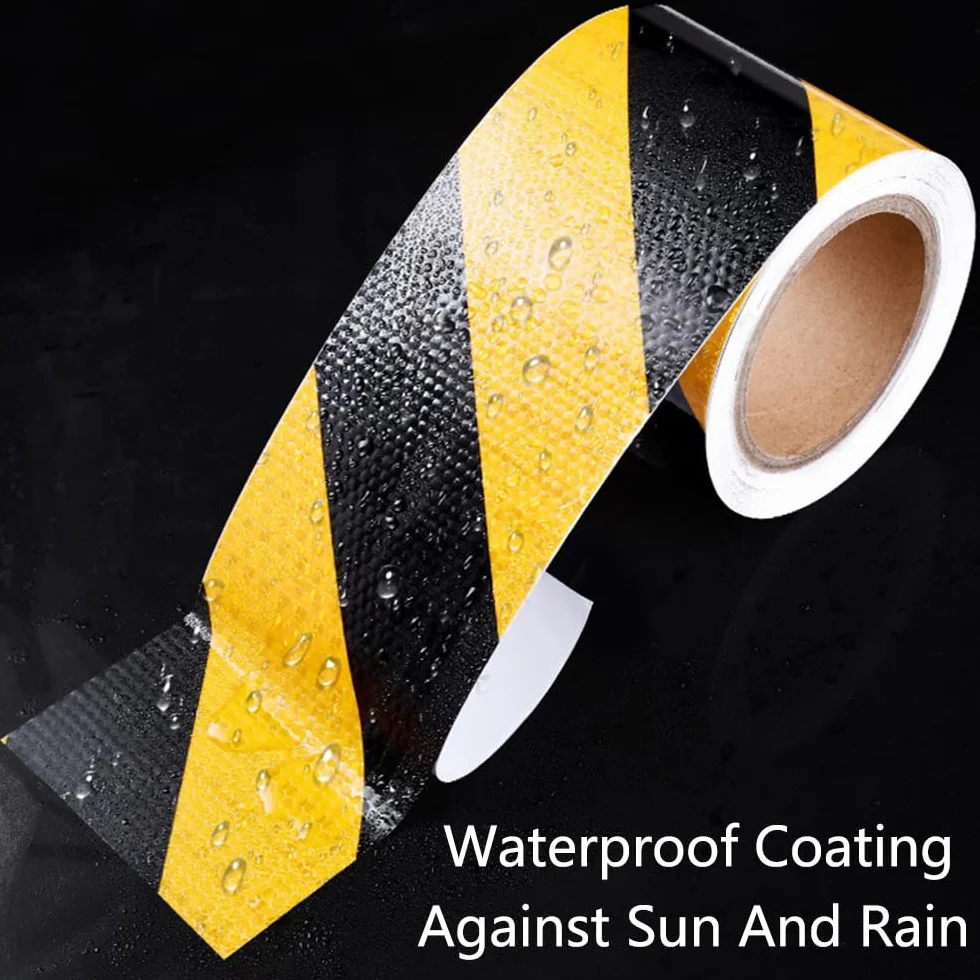 Cinta Reflectante, Cinta Reflectante Impermeable de 10 CM x 10 M Cinta de Advertencia Autoadhesiva Cinta de Seguridad Llamativa Cinta de Advertencia para vehículos, automóviles - Amarillo y Negro