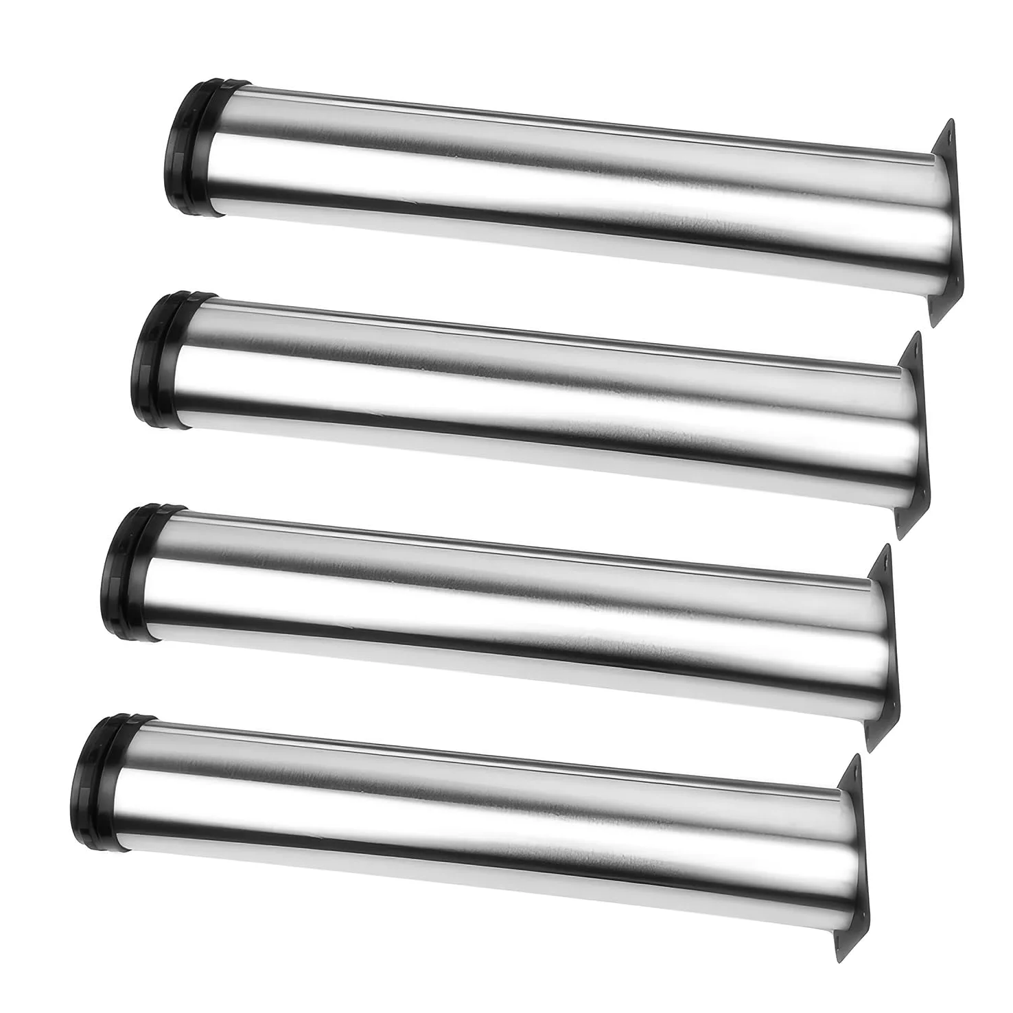 Qrity 4 Piezas Patas para Muebles Altura Regulables, Total: 500-520mm Armario de Cocina Pies Redondo, Metal Cromado, para Sofas, Mesa, Cama