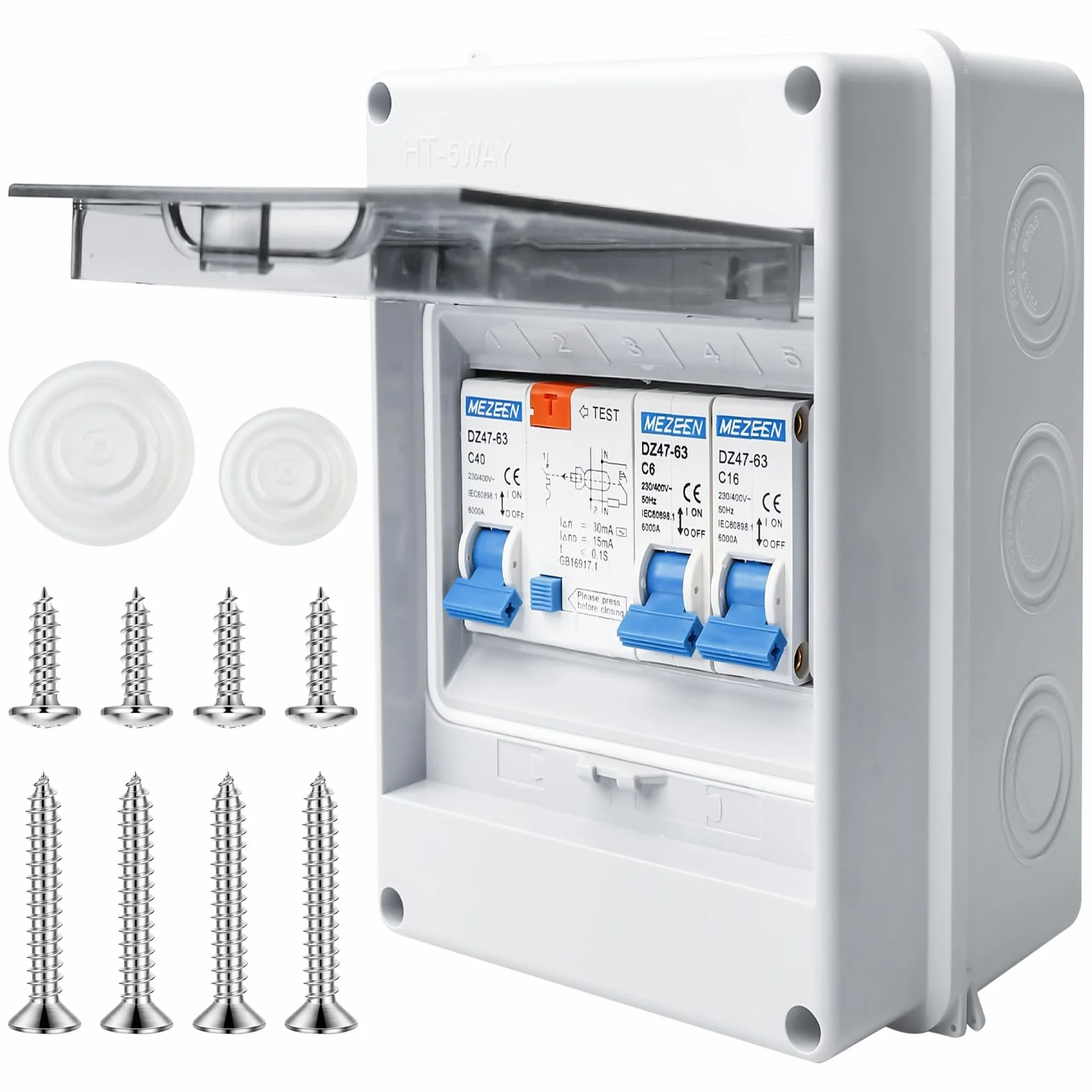 Caja de fusibles de montaje en superficie IP65, distribuidor de montaje en superficie, minidistribuidor de montaje en superficie, interruptor de corriente 32A, interruptor de corriente AC 16A+160A
