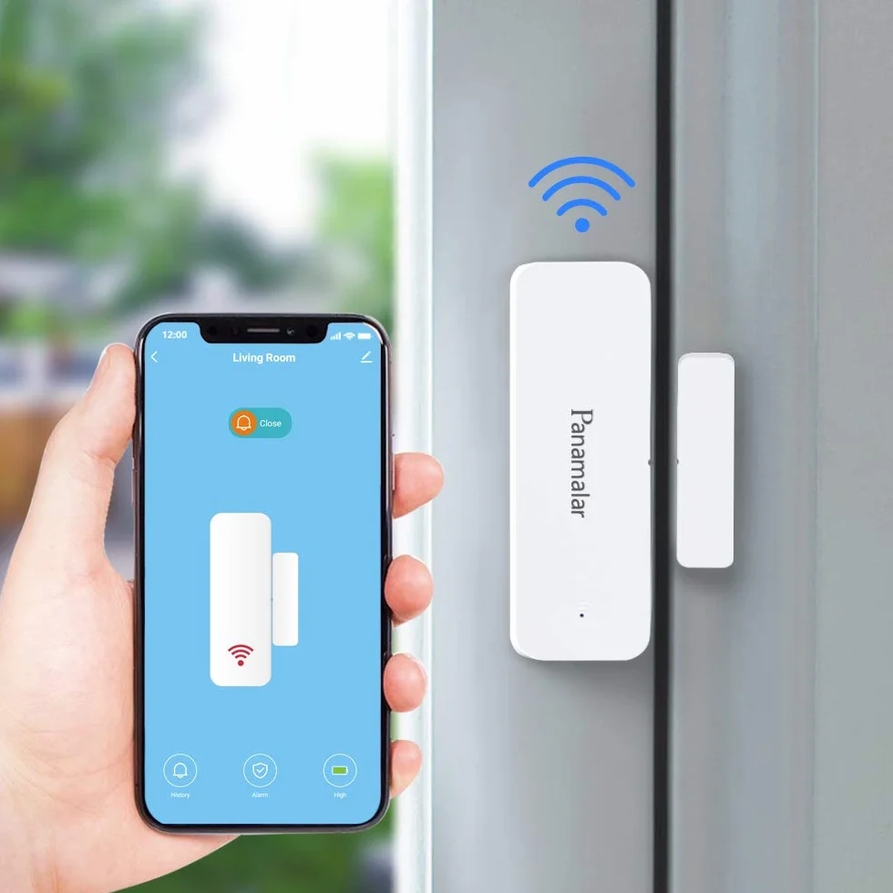 Panamalar WiFi Sensor de Ventana de Puerta, detección Inteligente de Puerta Abierta o Cerrada, Enviar Alerta al teléfono, Funciona con Alexa Google Home, Accesorios Inteligentes con la Escena