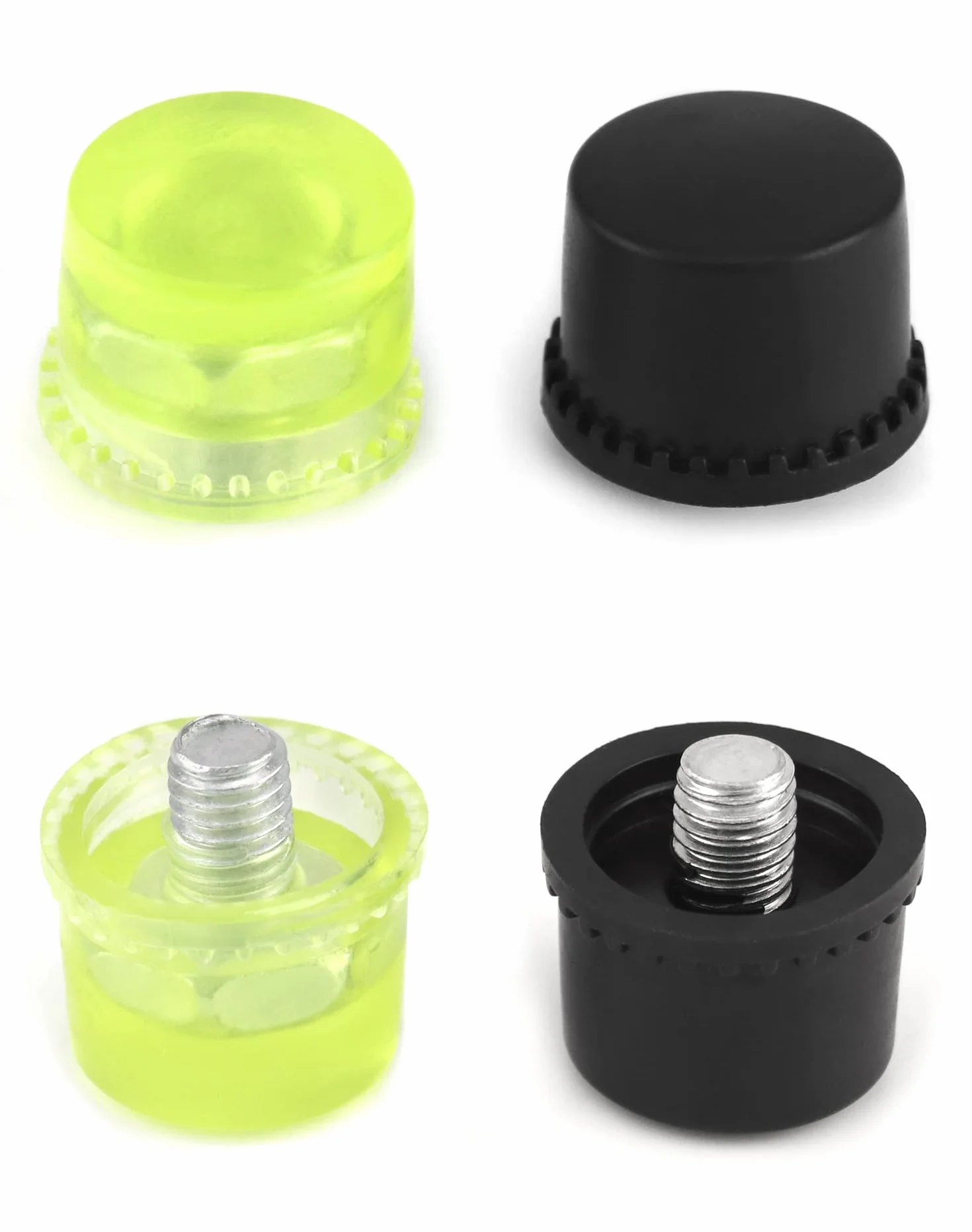 QWORK Nylon Martillo, Martillo de Goma de 25 mm con 2 cabezales de repuesto con empuñadura de goma antideslizante para joyería, herramientas artesanales de bricolaje, artesanía de cuero